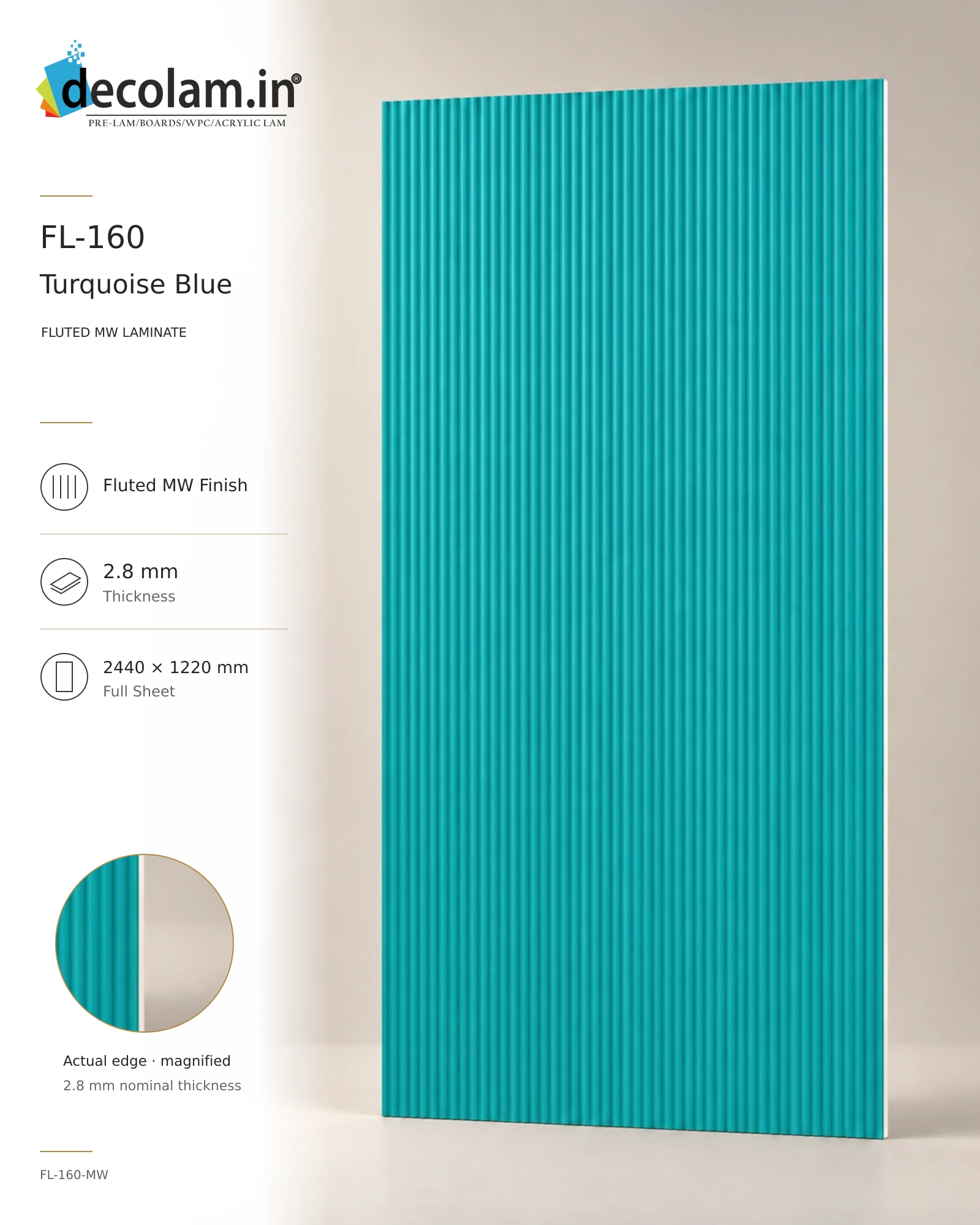 Turquoise Blue Fluted