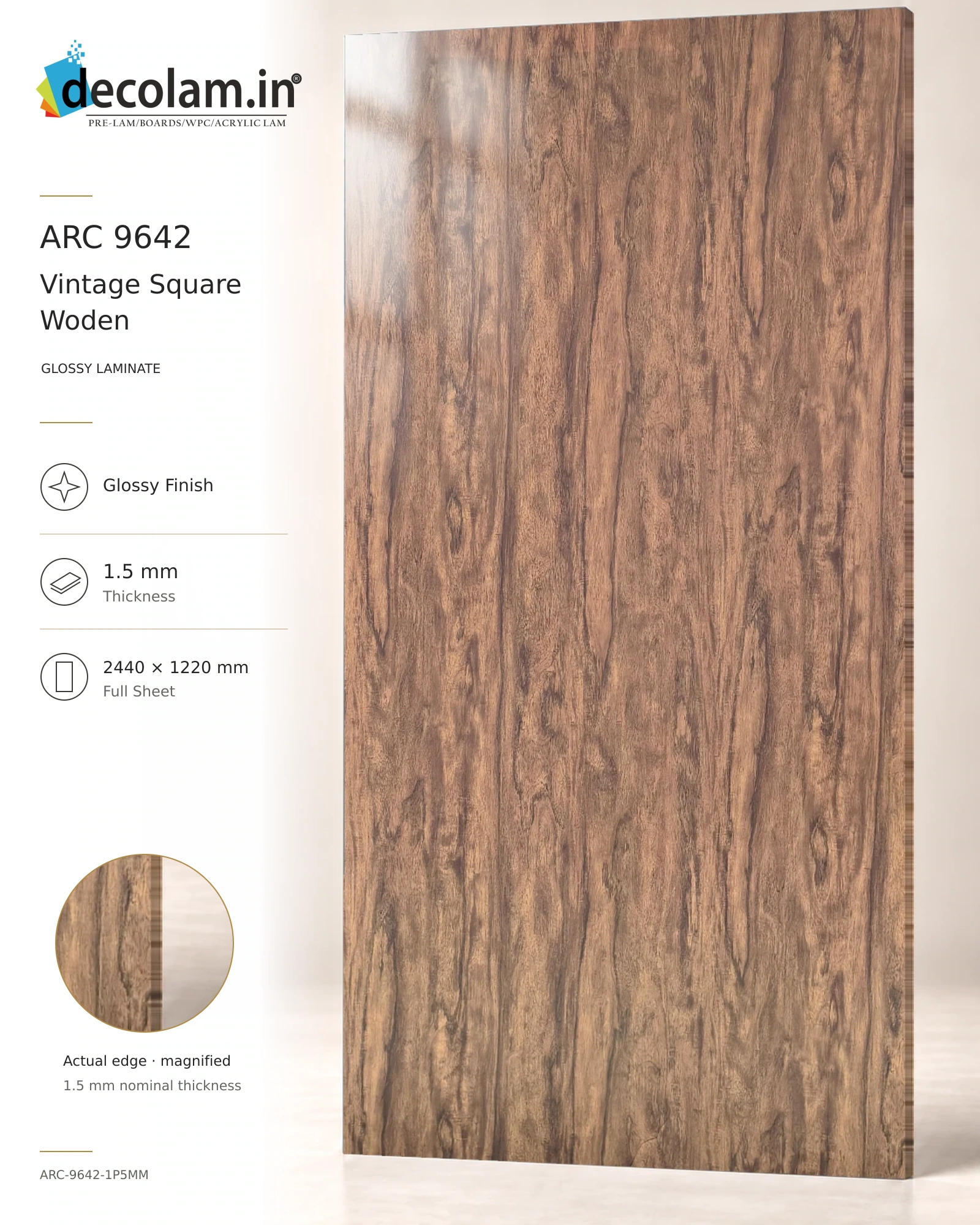 Vintage Square Woden Glossy