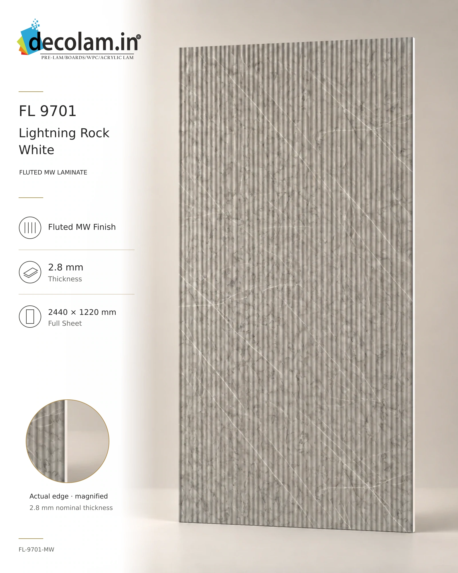 Lightning Rock White Fluted
