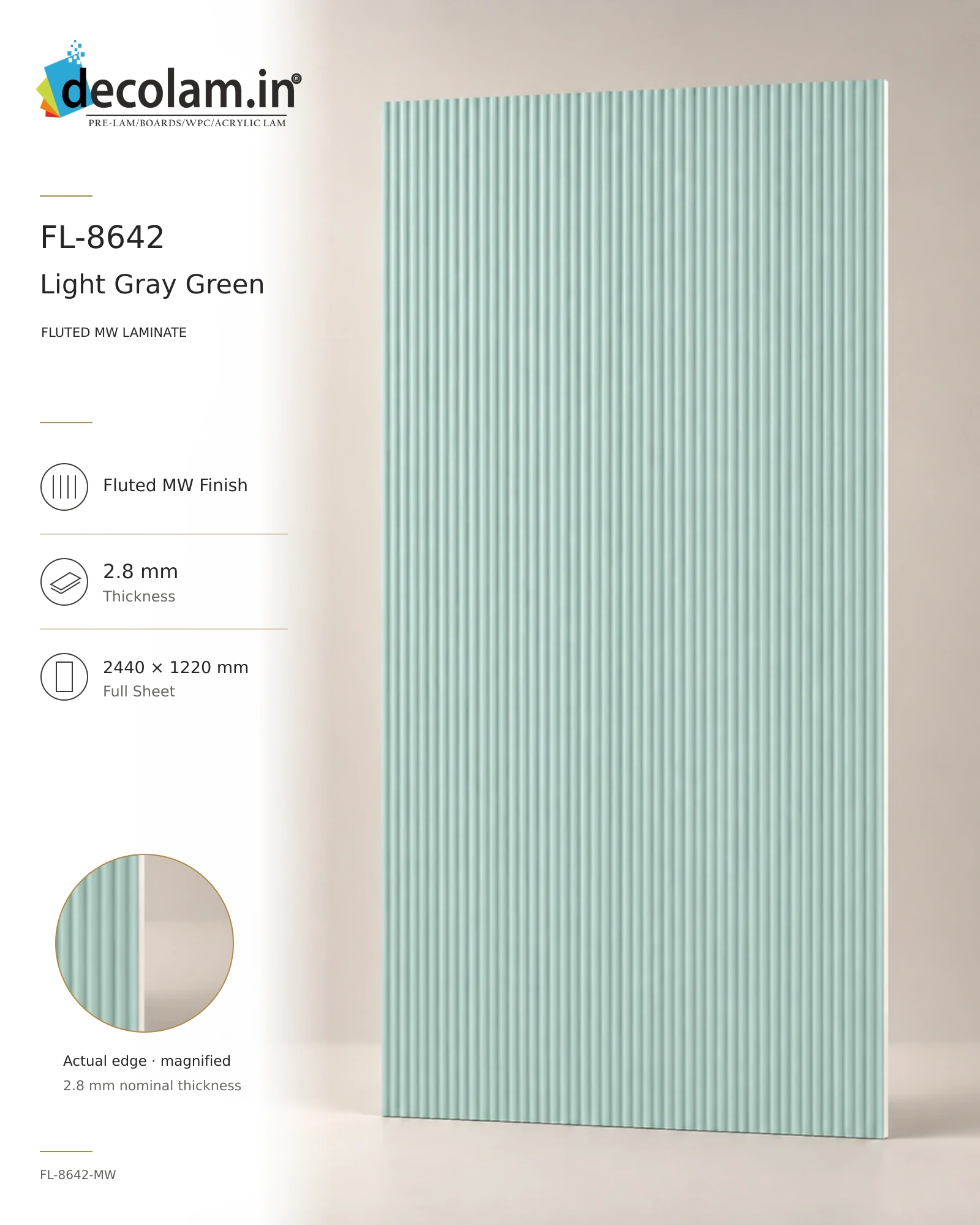 Light Gray Green Fluted