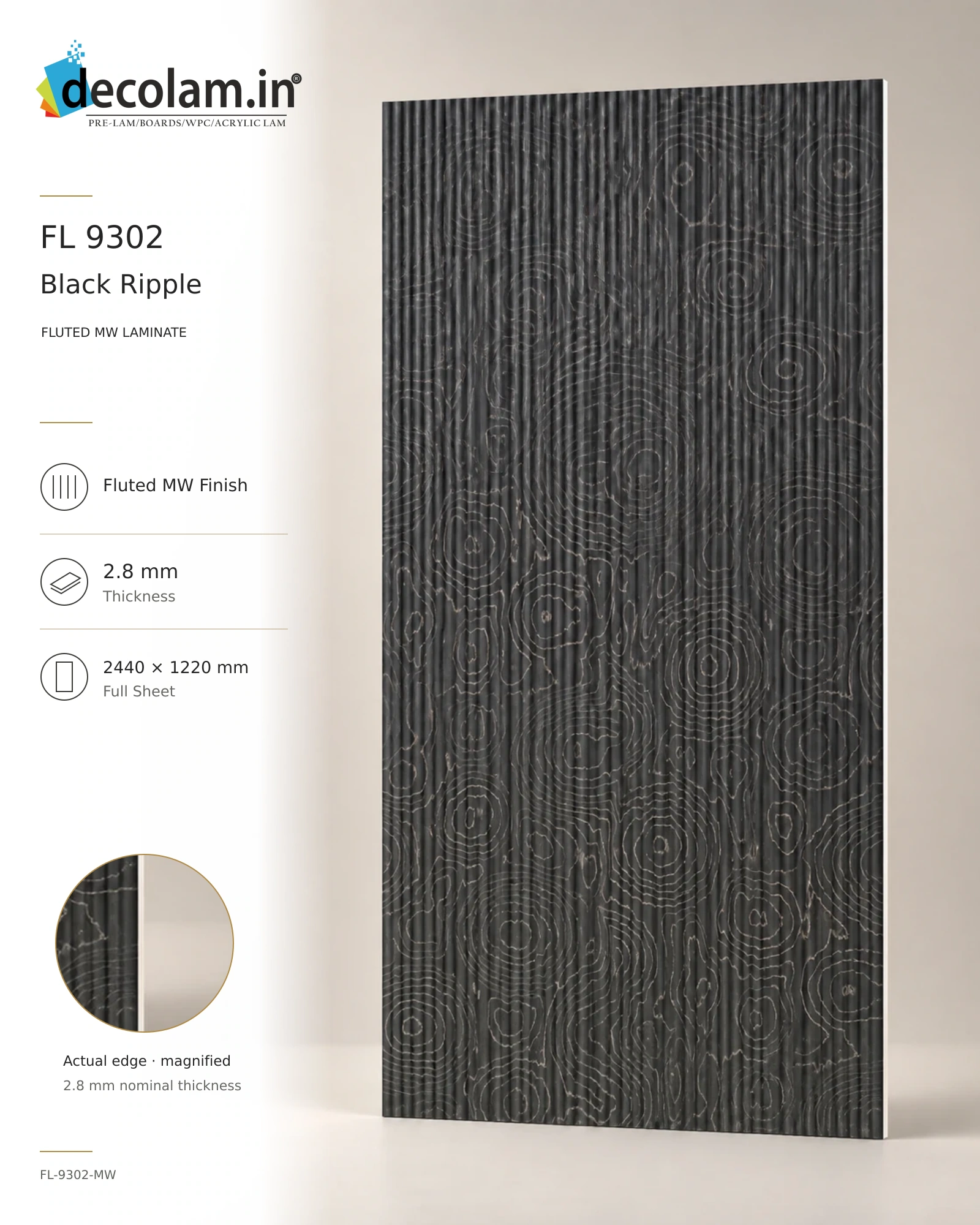 Black Ripple Fluted