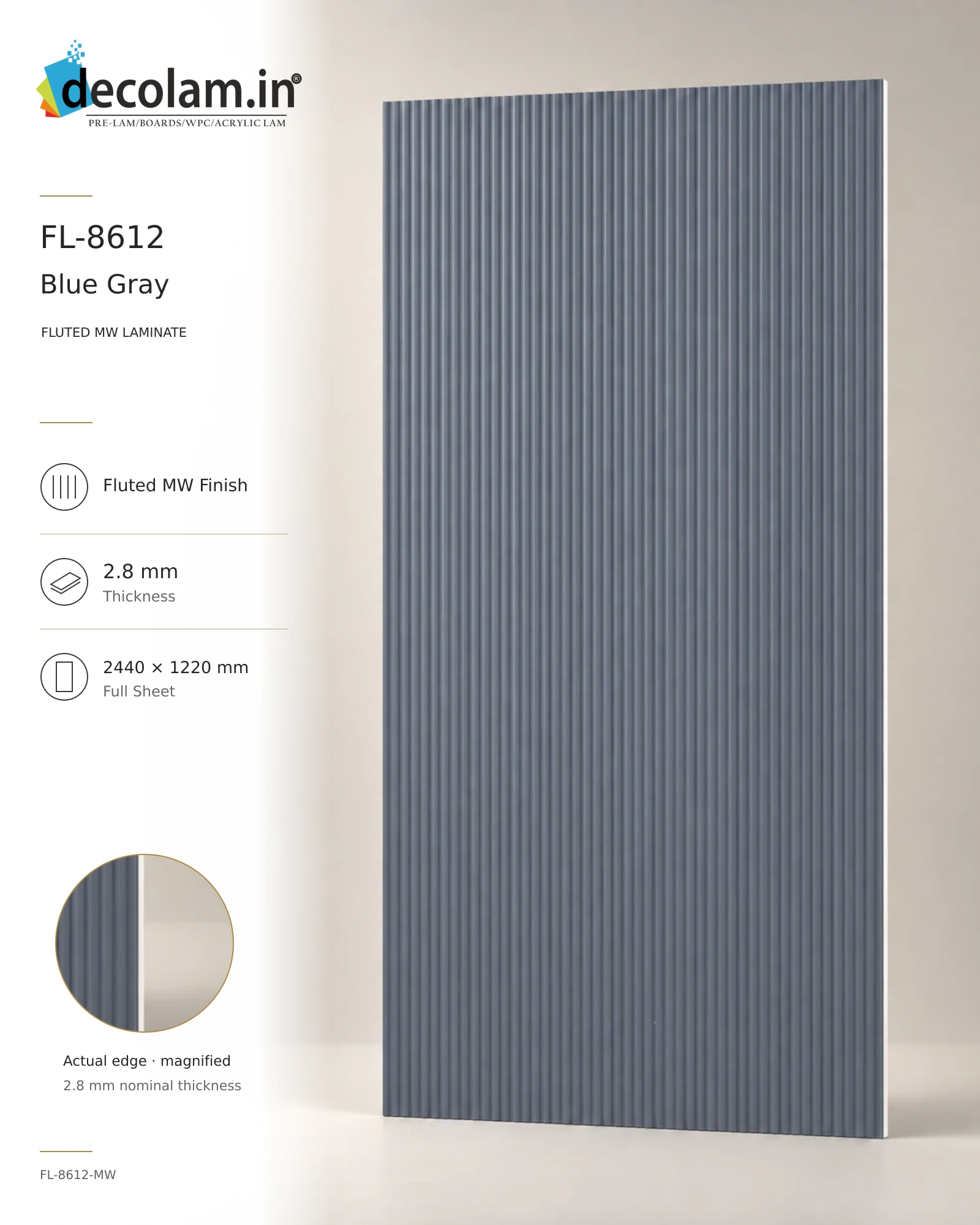 Blue Gray Fluted