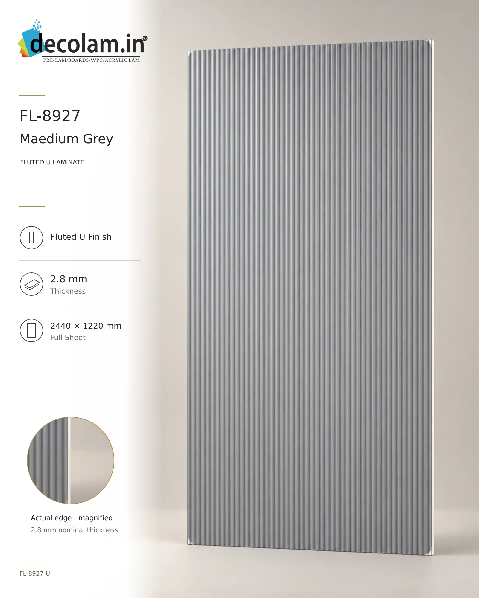 Medium Grey Fluted