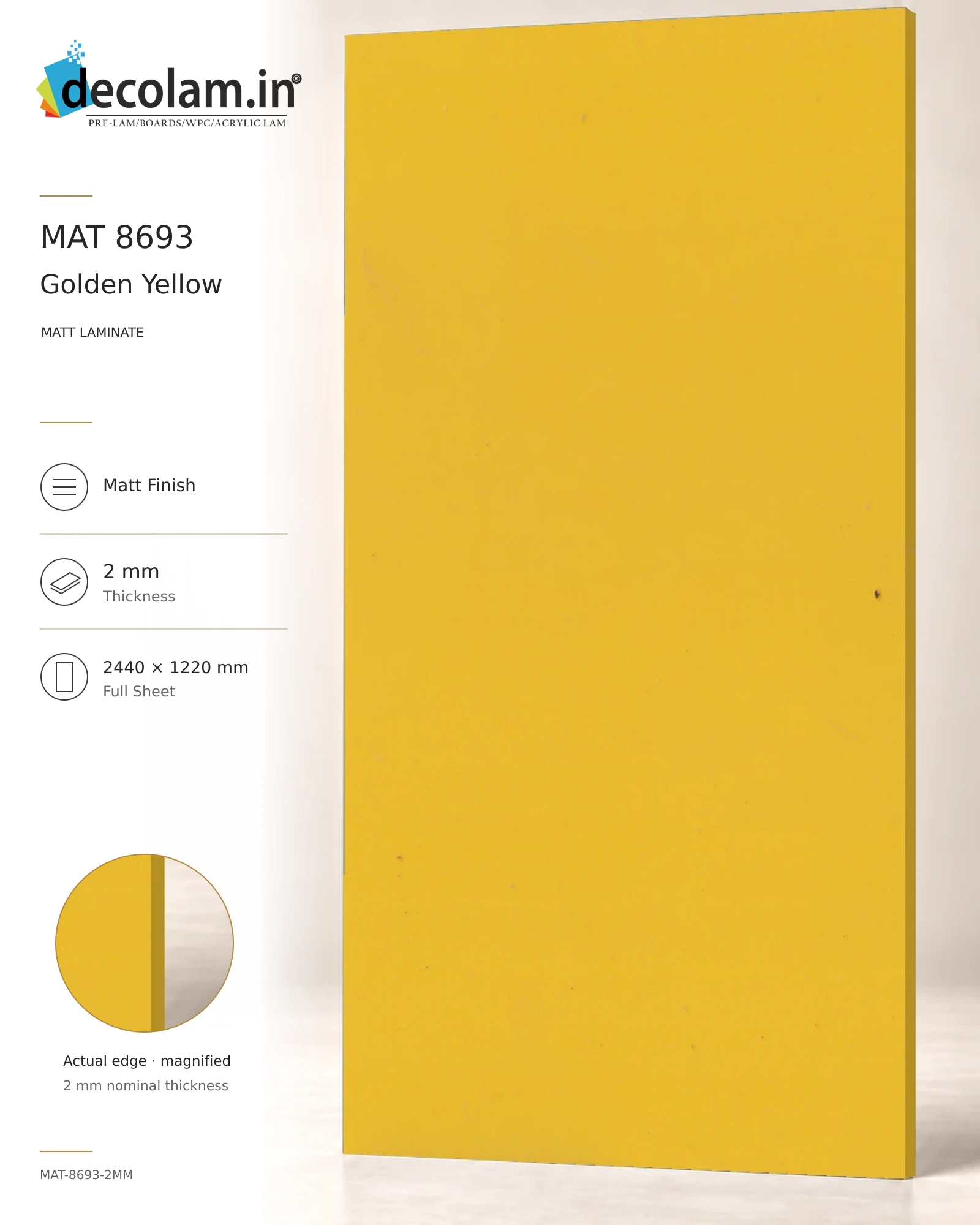 Golden Yellow — MAT-8693-2MM — 2 mm