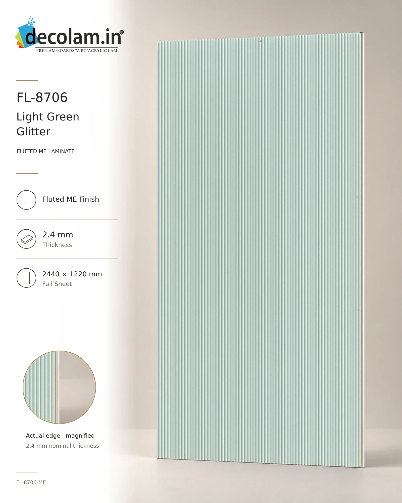 Light Green Glitter — FL-8706-ME — 2.4 mm