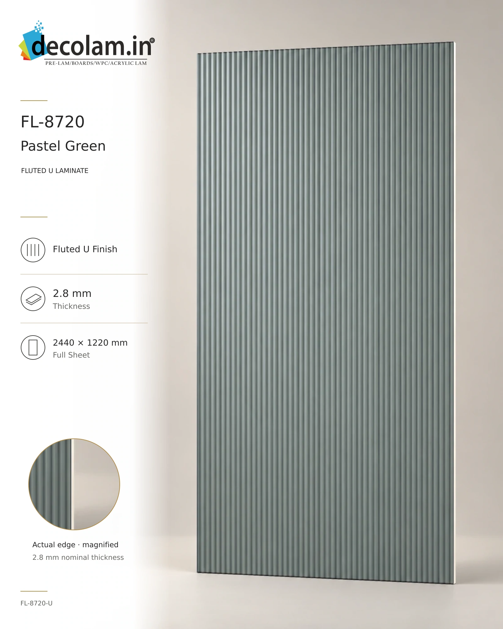 Pastel Green Fluted