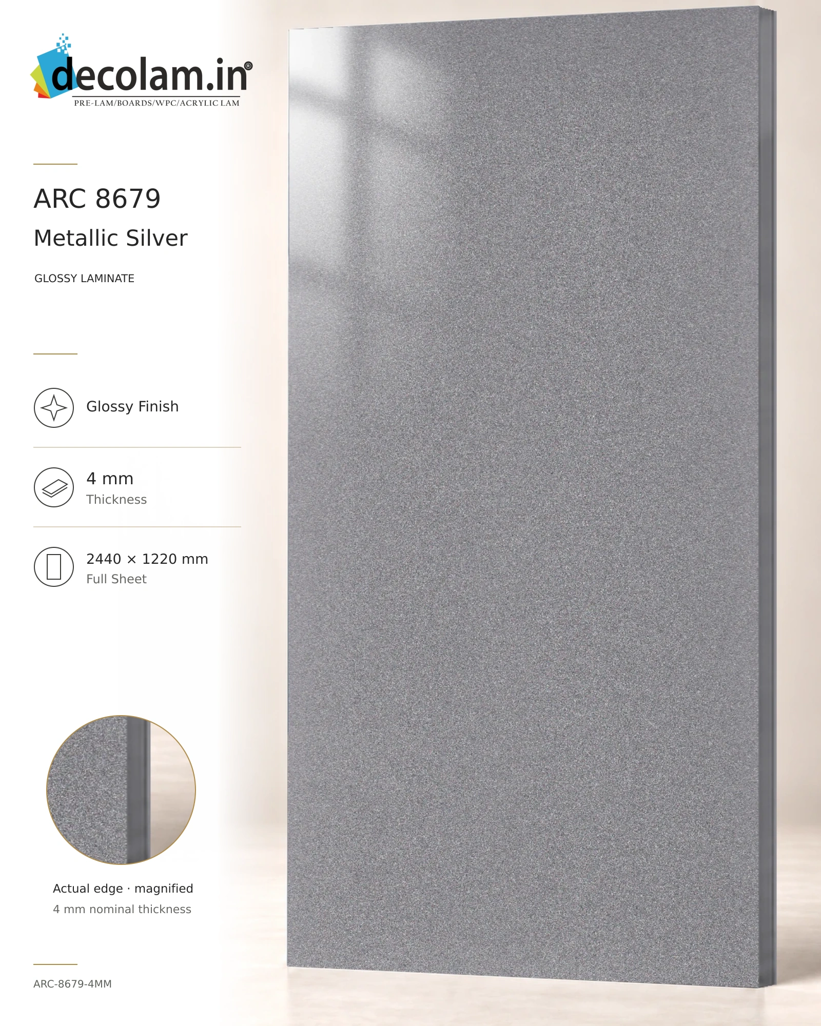 Metallic Silver — ARC-8679-4MM — 4 mm