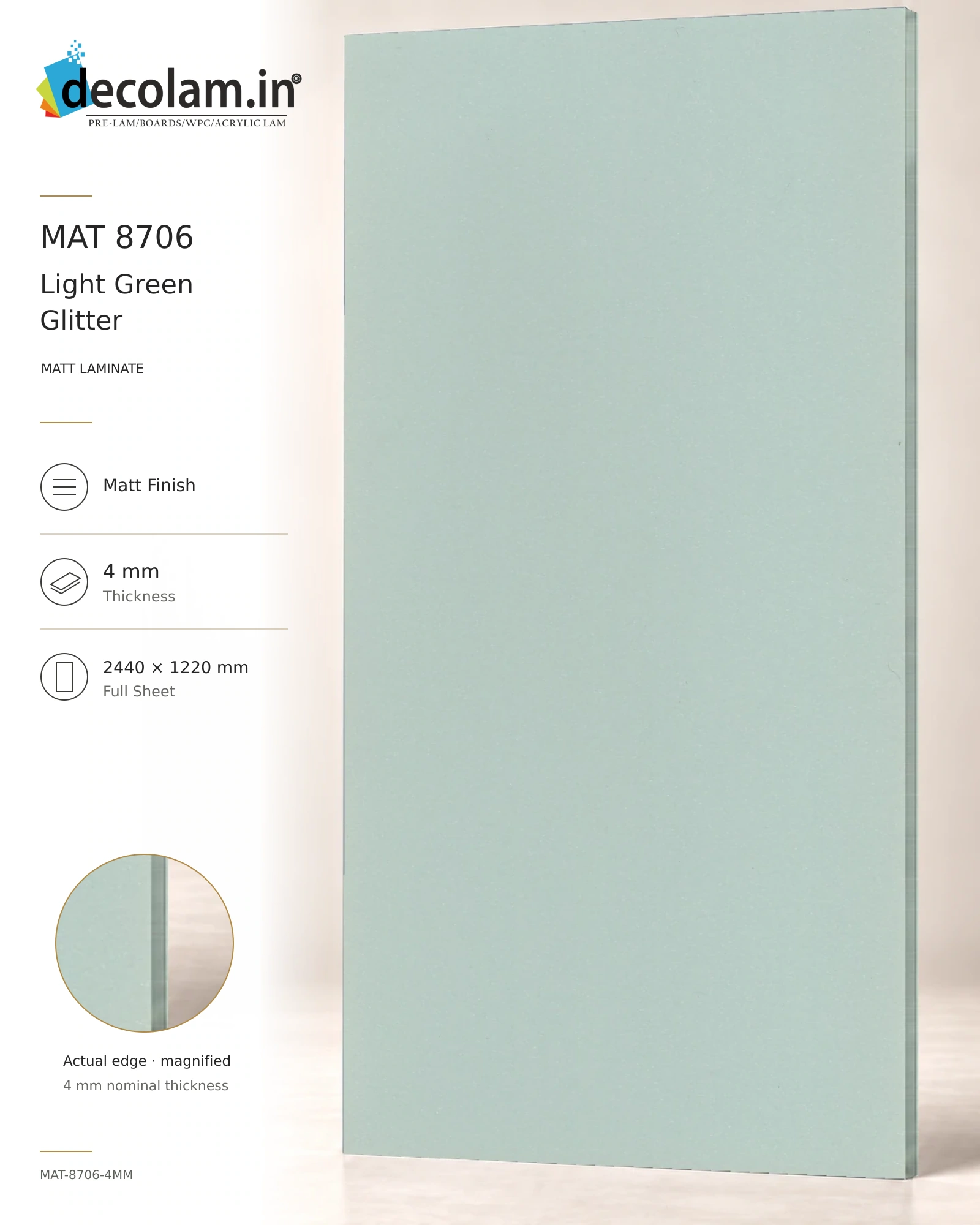 Light Green Glitter Matt