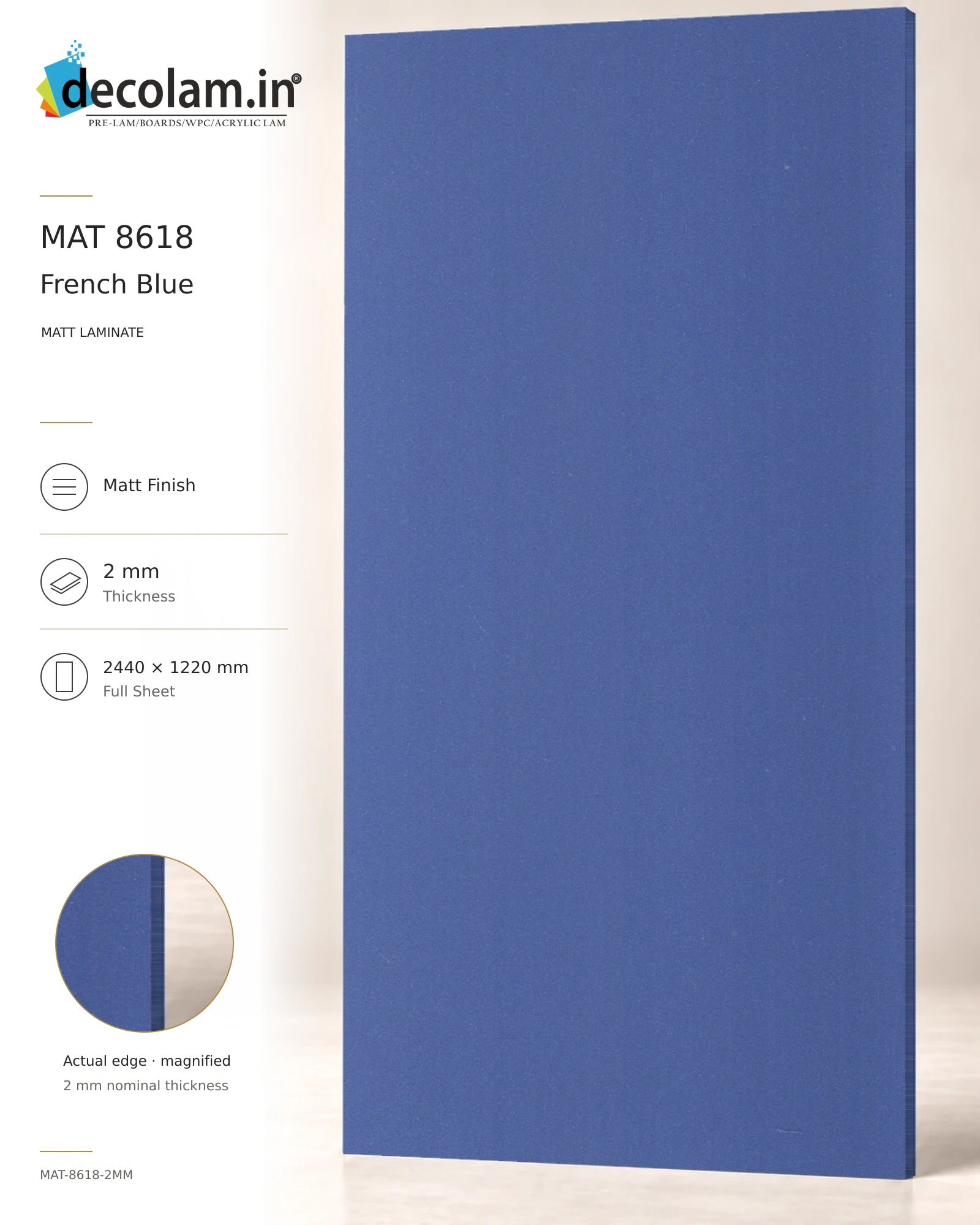 French Blue — MAT-8618-2MM — 2 mm
