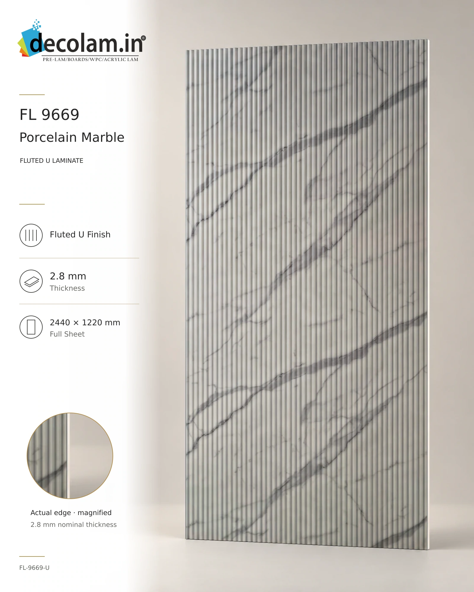 Porcelain Marble Fluted