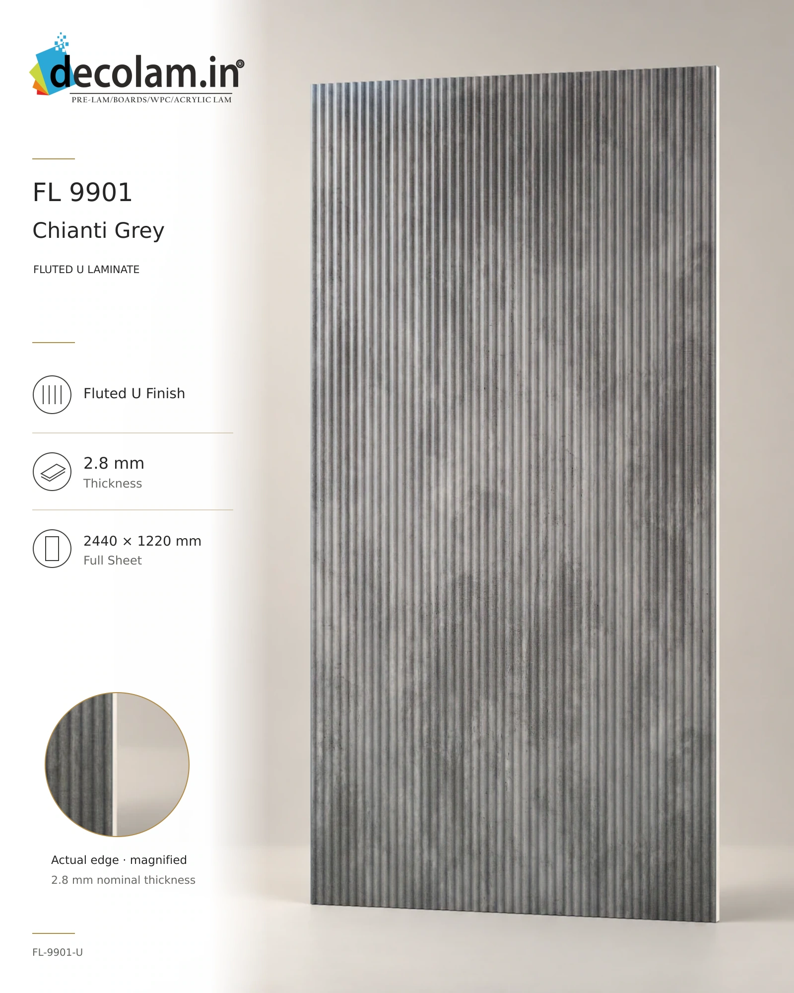 Chianti Grey Fluted