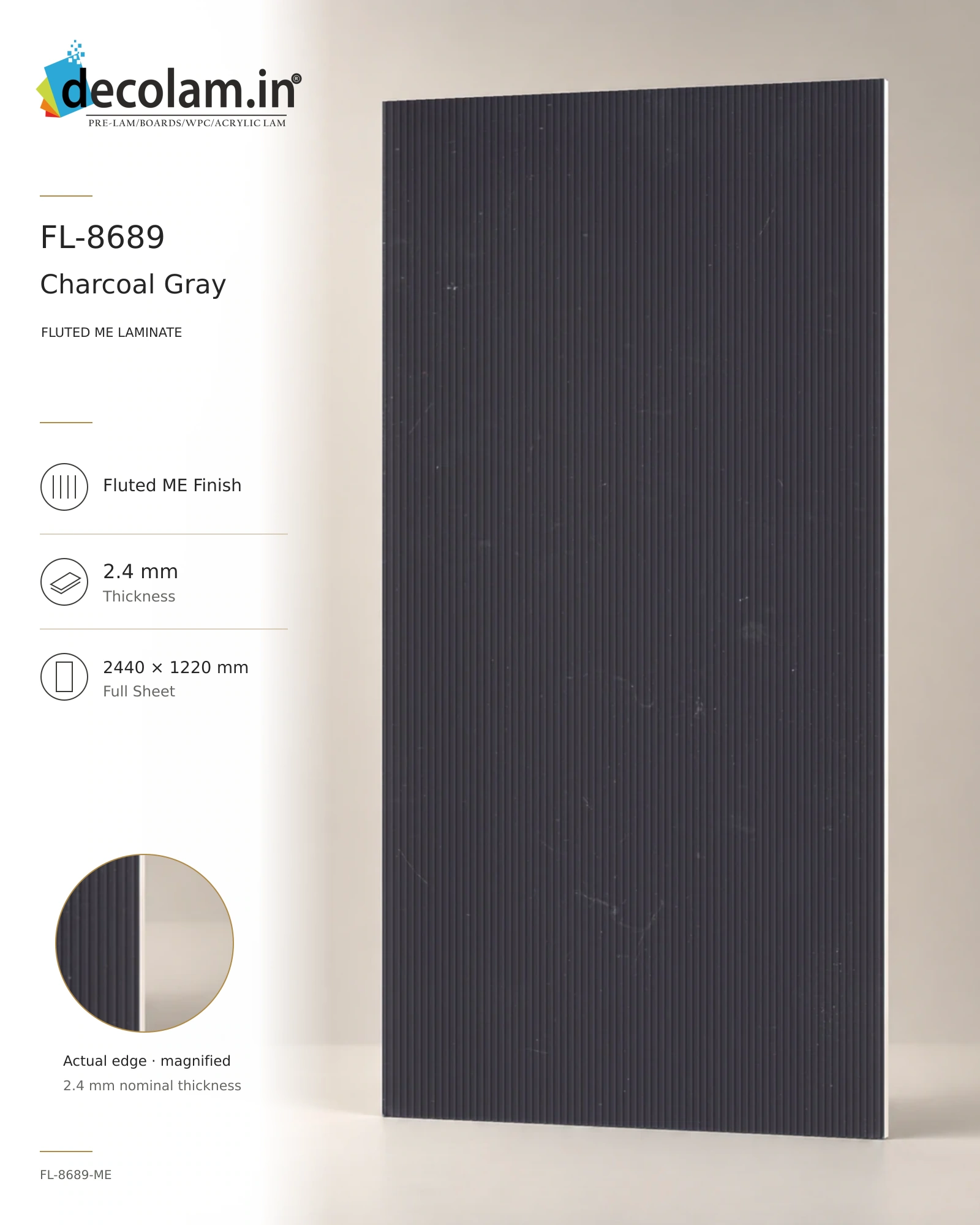 Charcol Grey Fluted