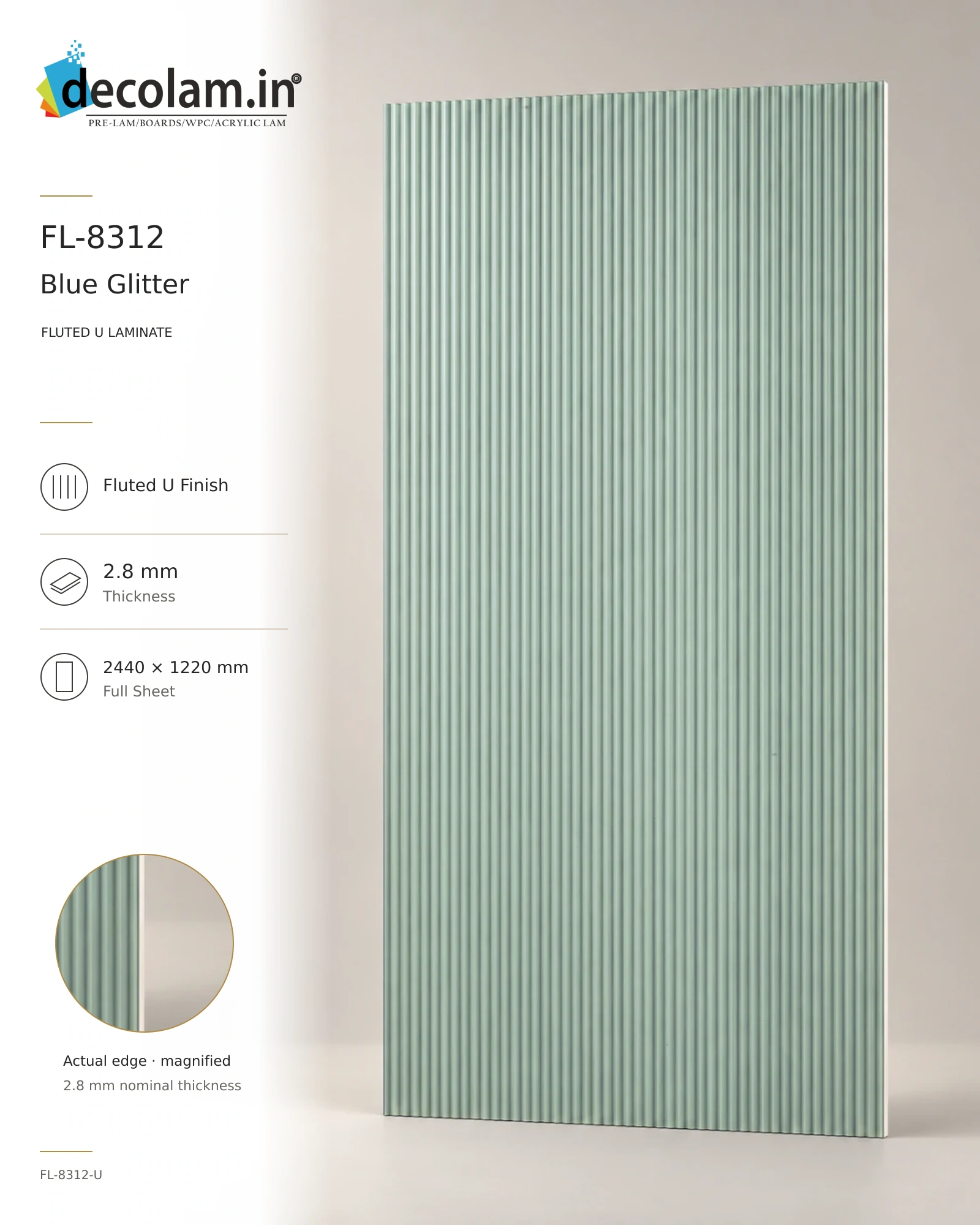 Blue Glitter Fluted