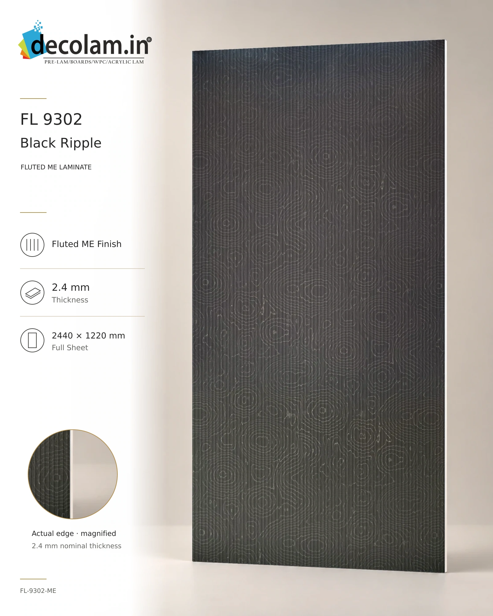 Black Ripple Fluted