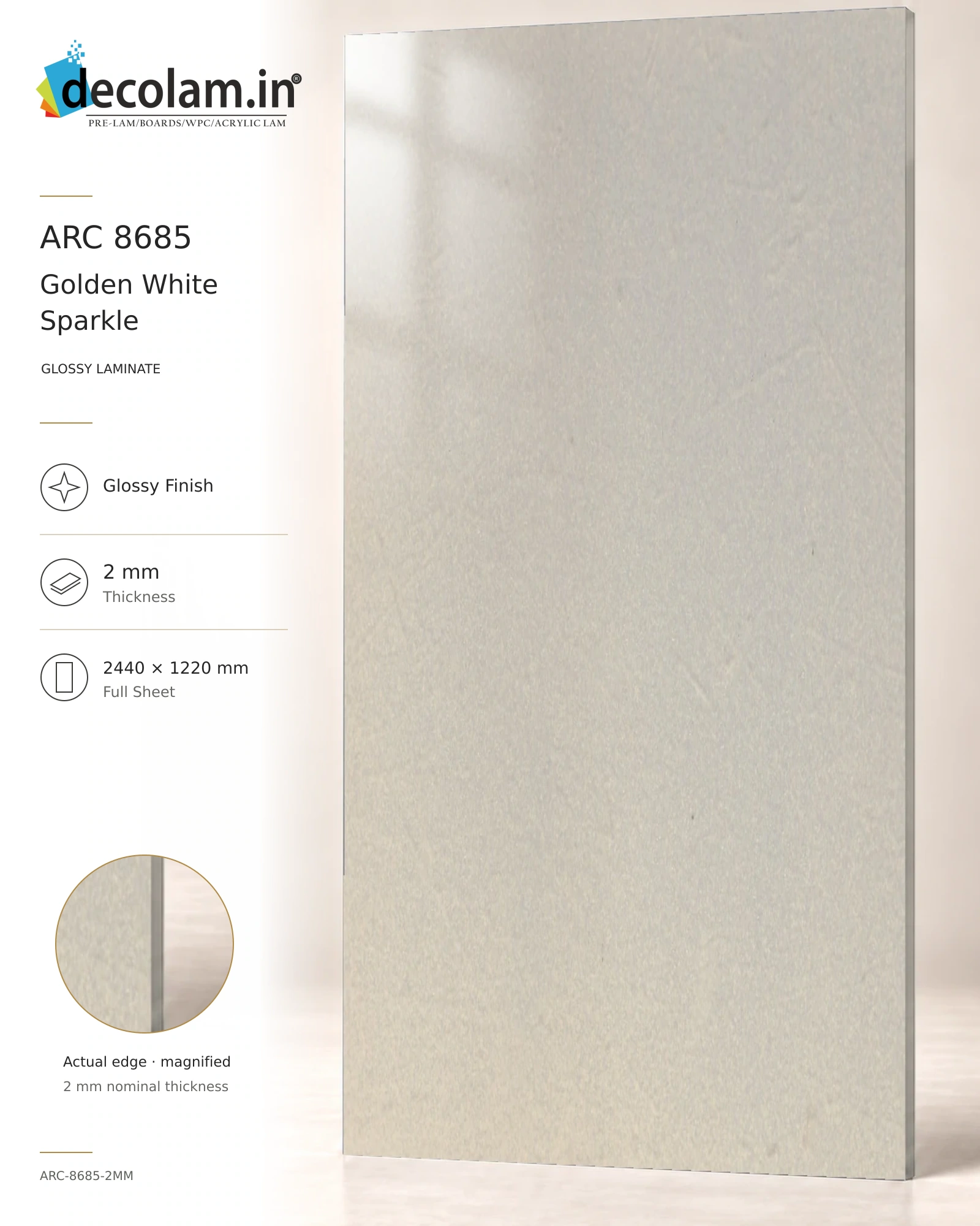 Golden White Sparkle — ARC-8685-2MM — 2 mm