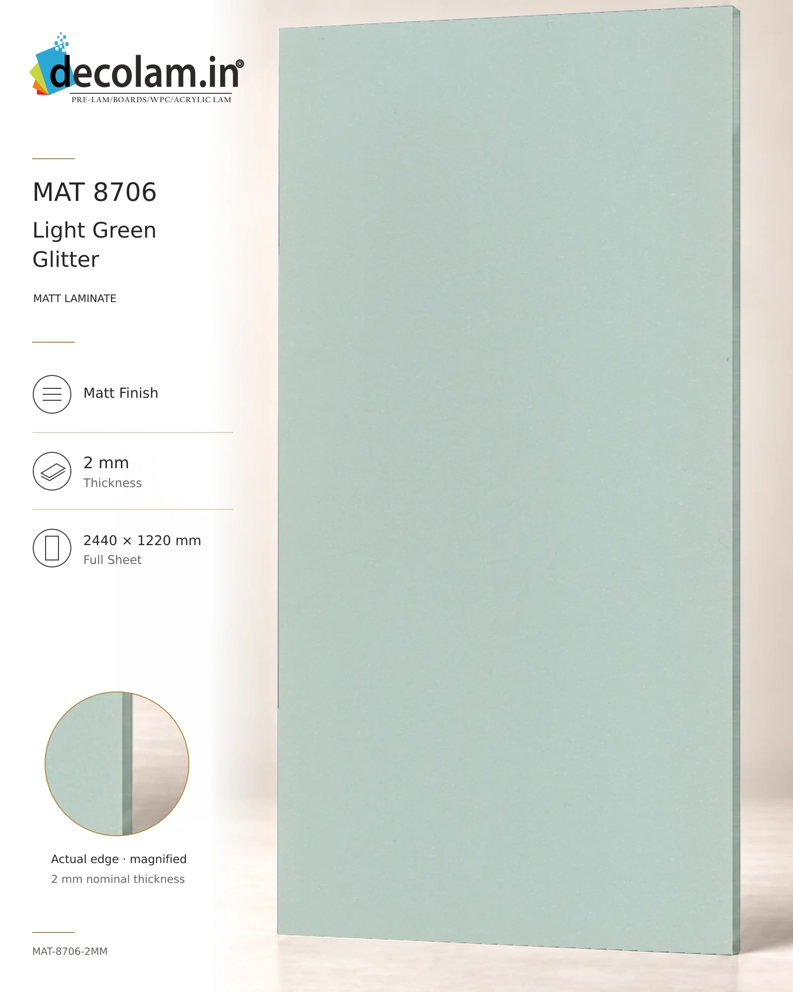 Light Green Glitter — MAT-8706-2MM — 2 mm