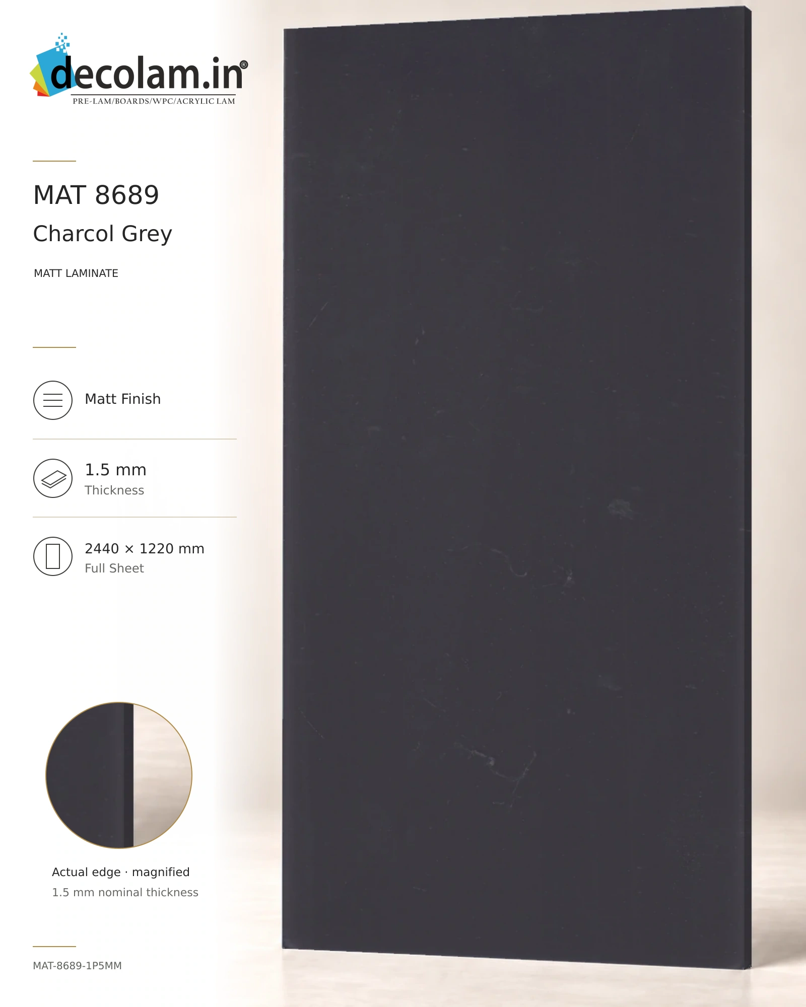 Charcol Grey — MAT-8689-1P5MM — 1.5 mm