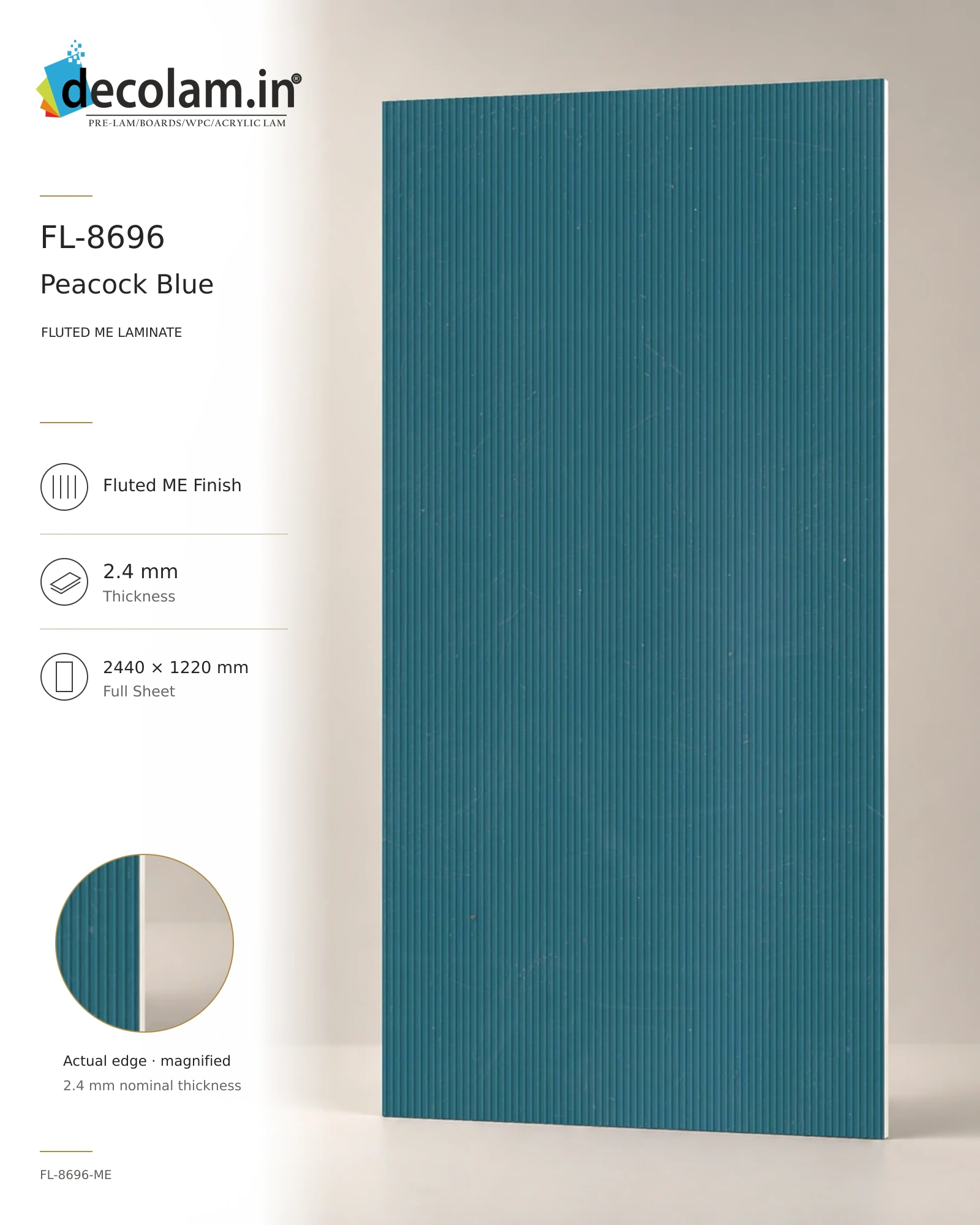 Peacock Blue Fluted