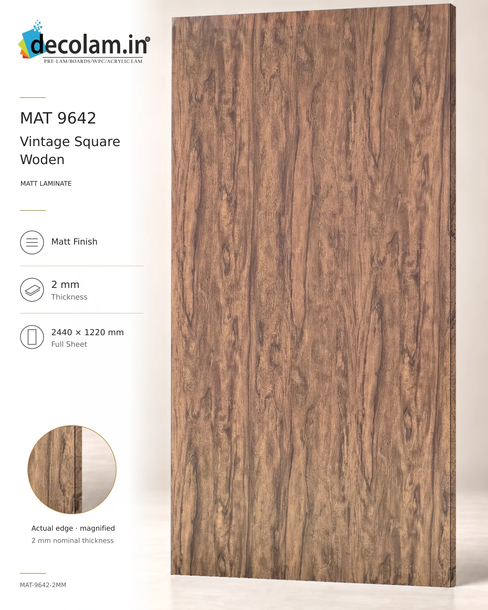 Vintage Square Woden Matt