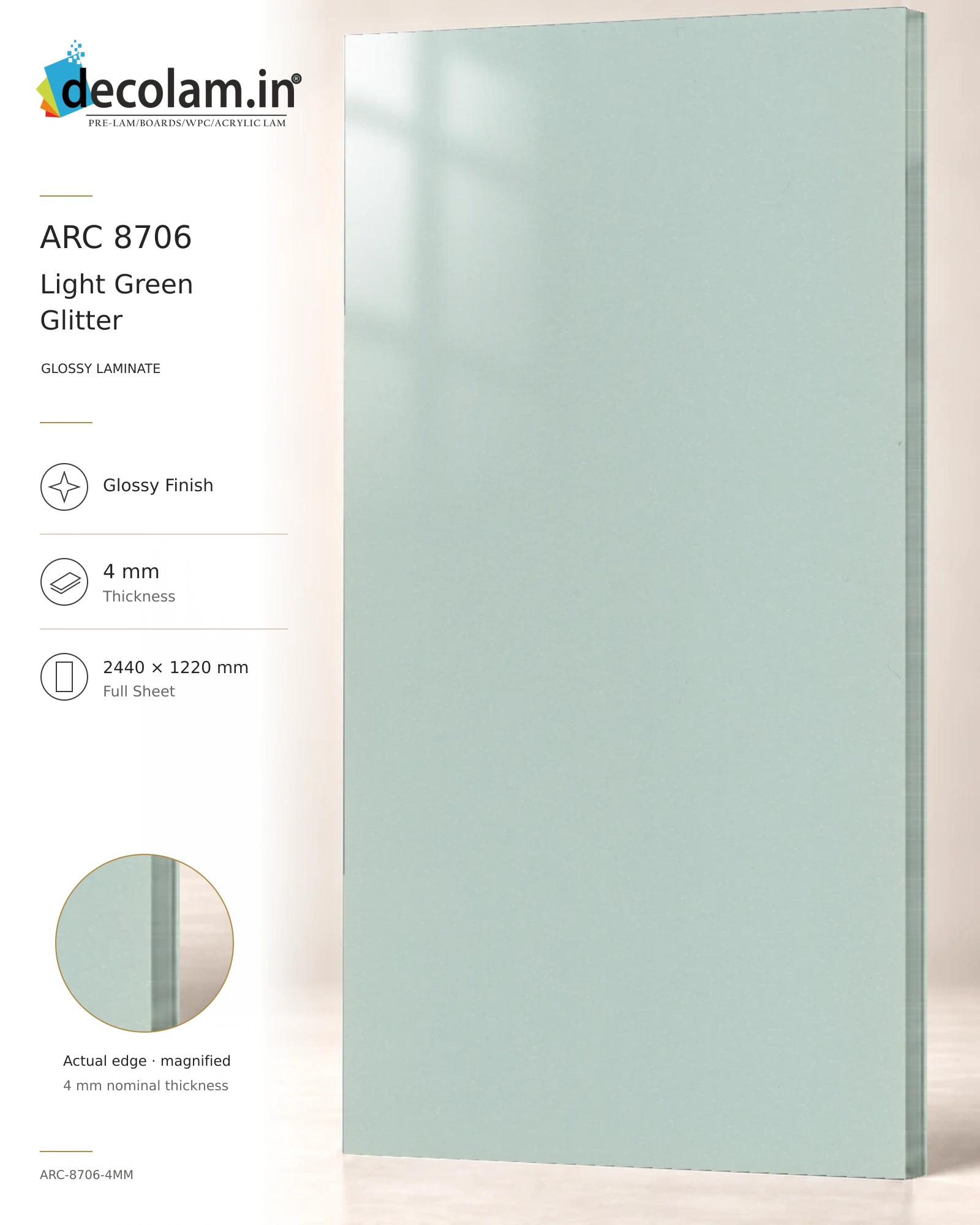 Light Green Glitter — ARC-8706-4MM — 4 mm