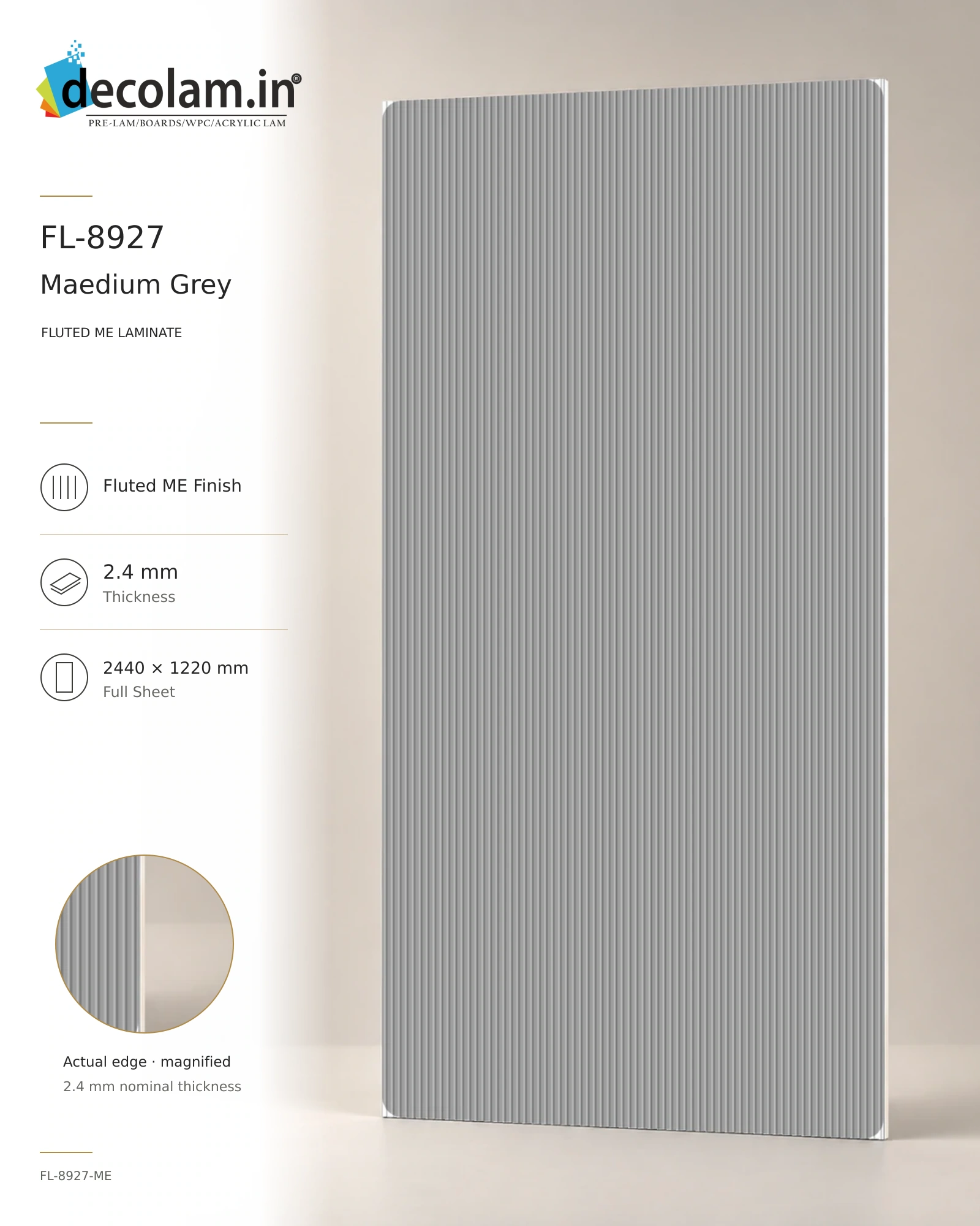 Medium Grey Fluted