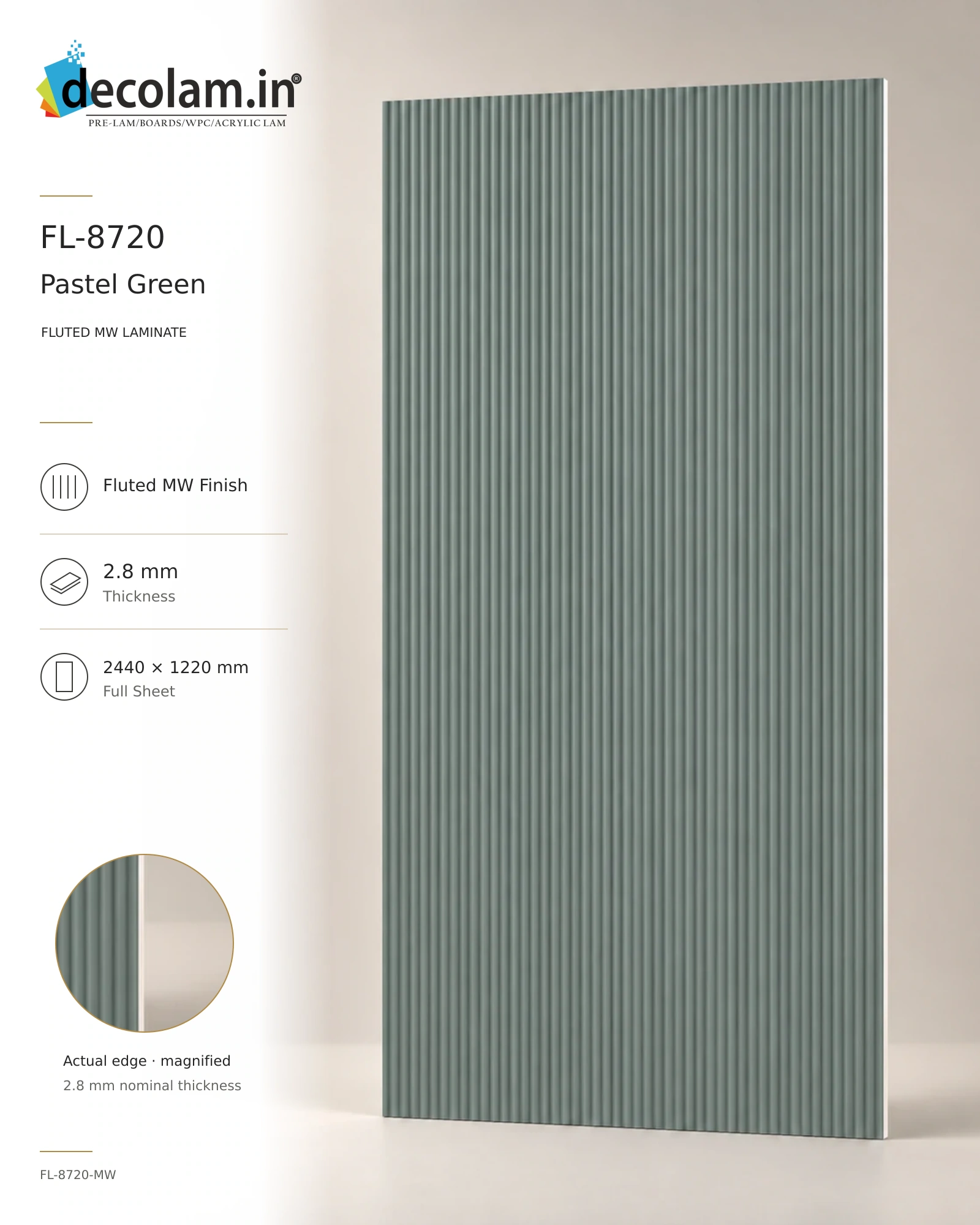 Pastel Green Fluted