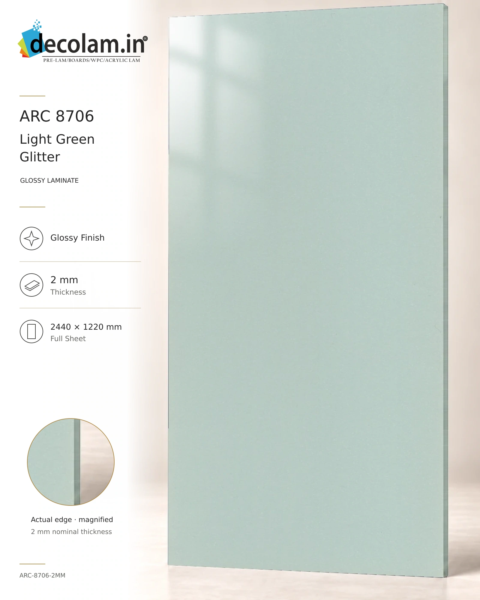 Light Green Glitter Glossy