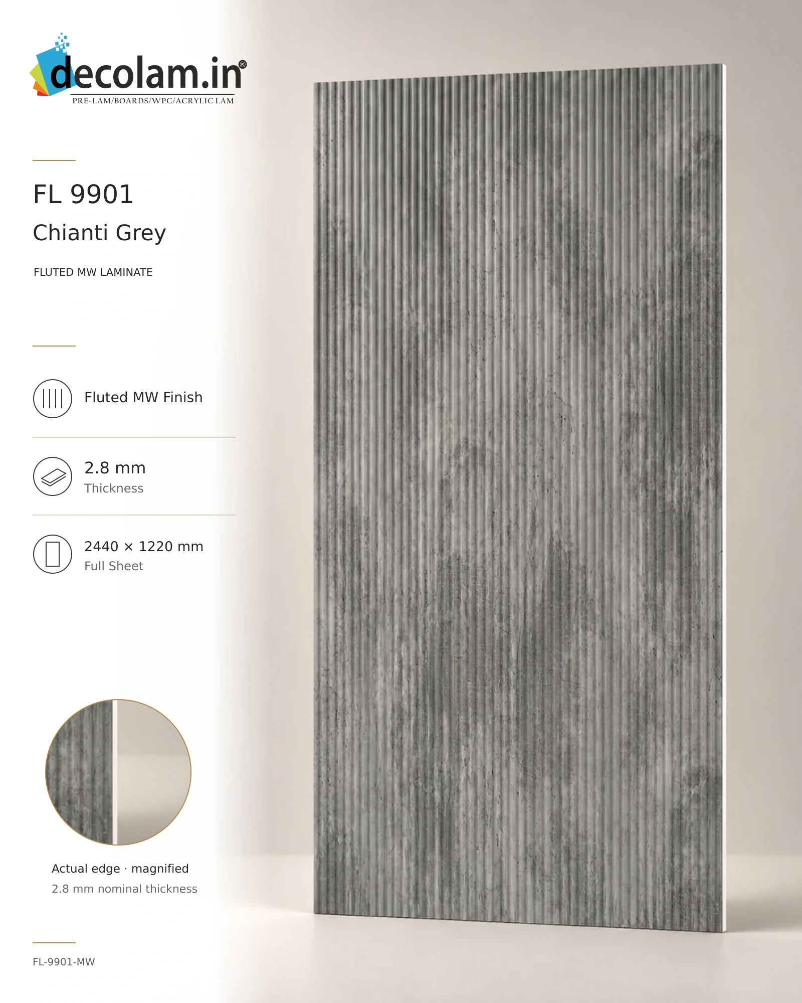 Chianti Grey Fluted
