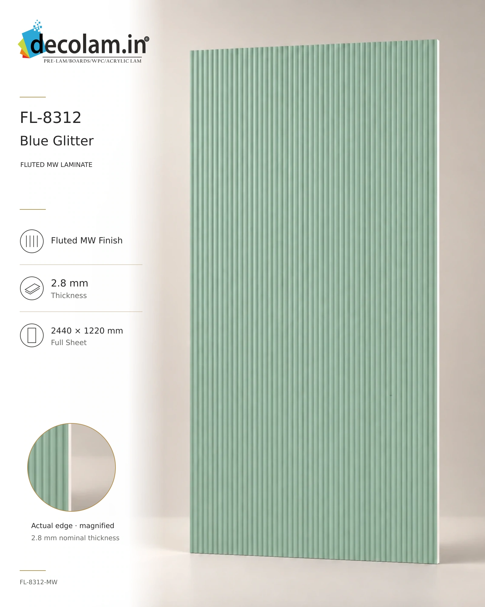 Blue Glitter Fluted