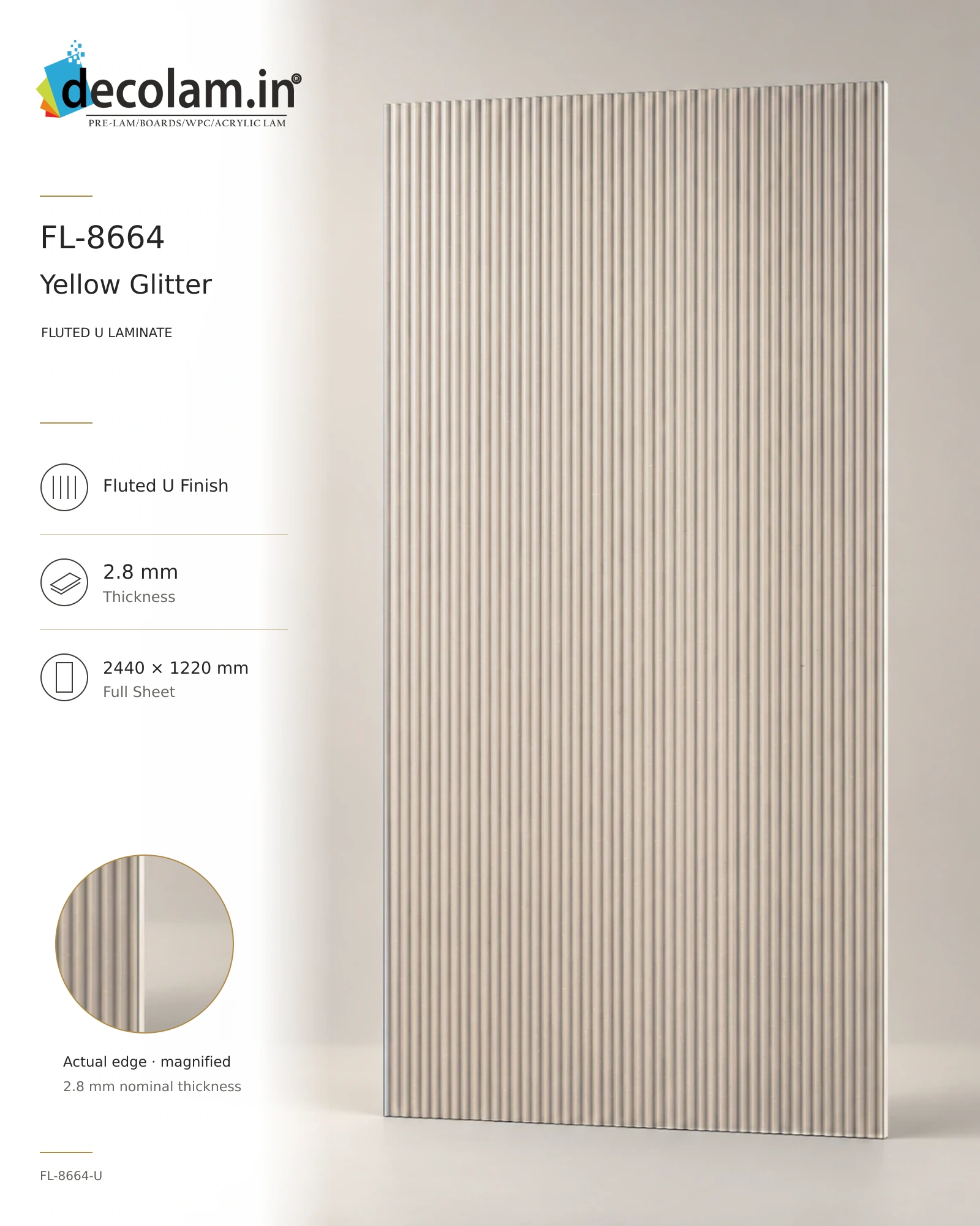 Yellow Glitter Fluted