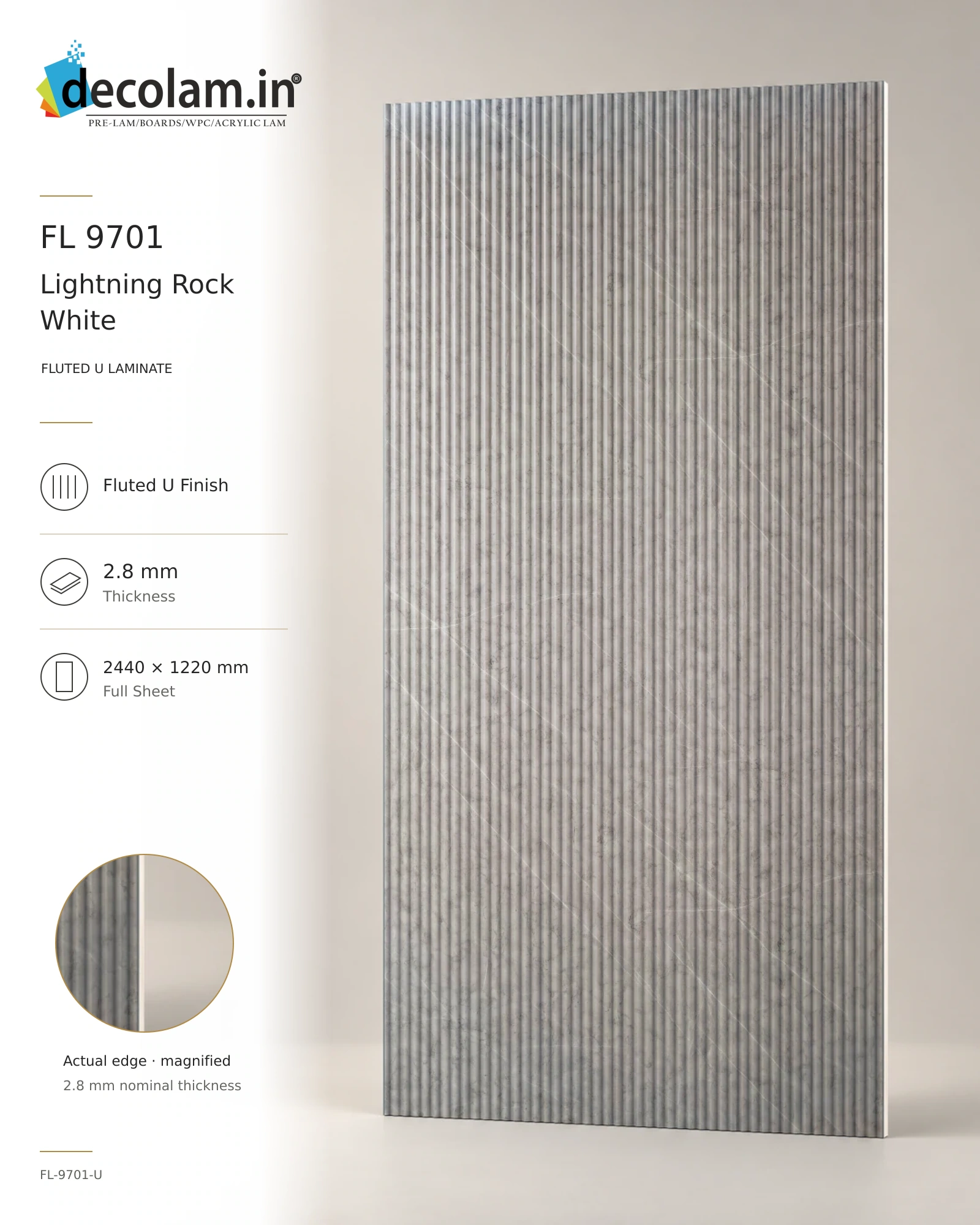 Lightning Rock White Fluted