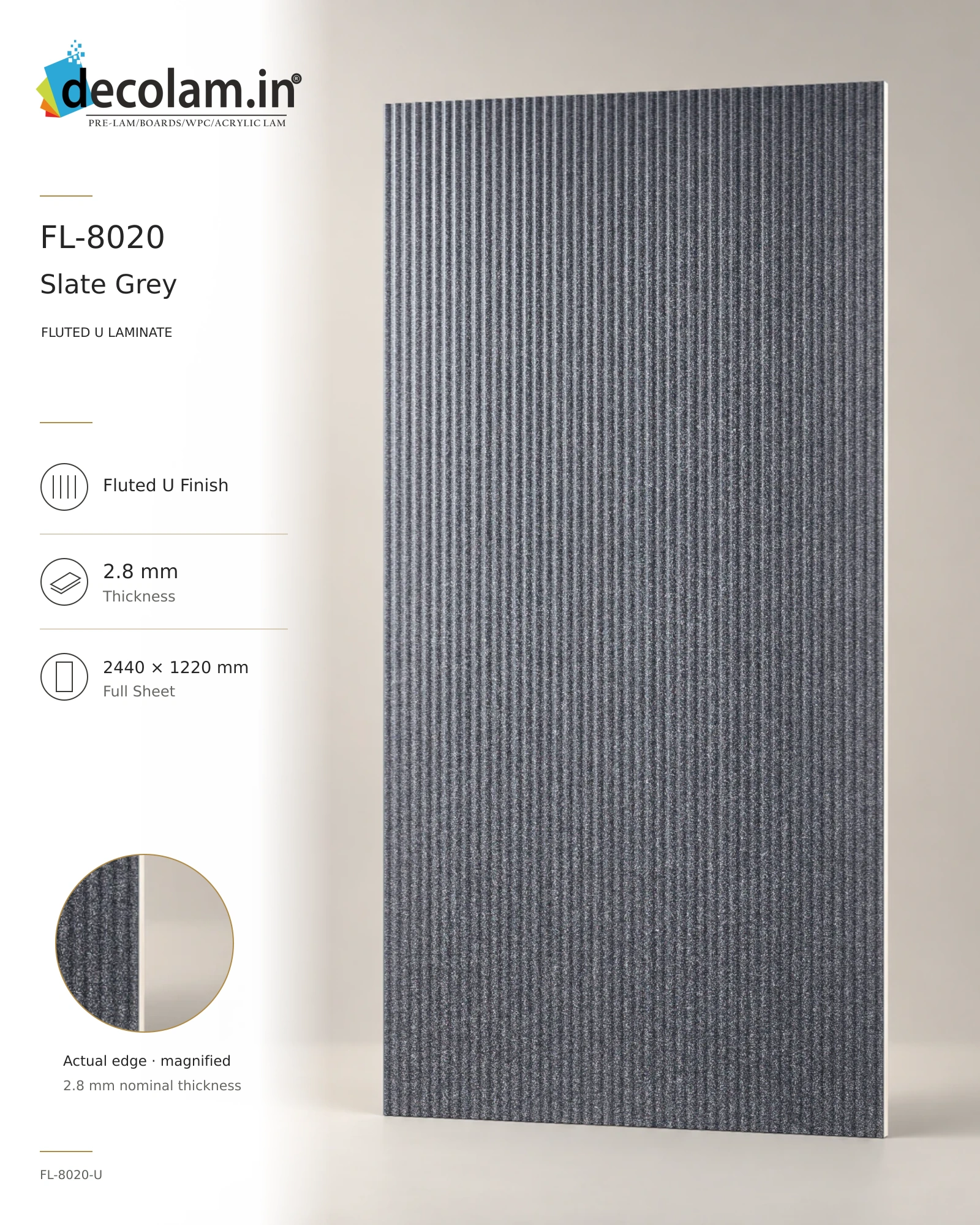 Slate Grey Fluted