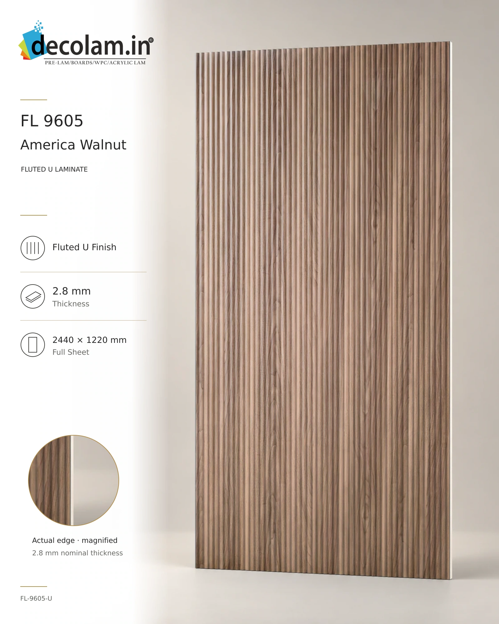 America Walnut Fluted