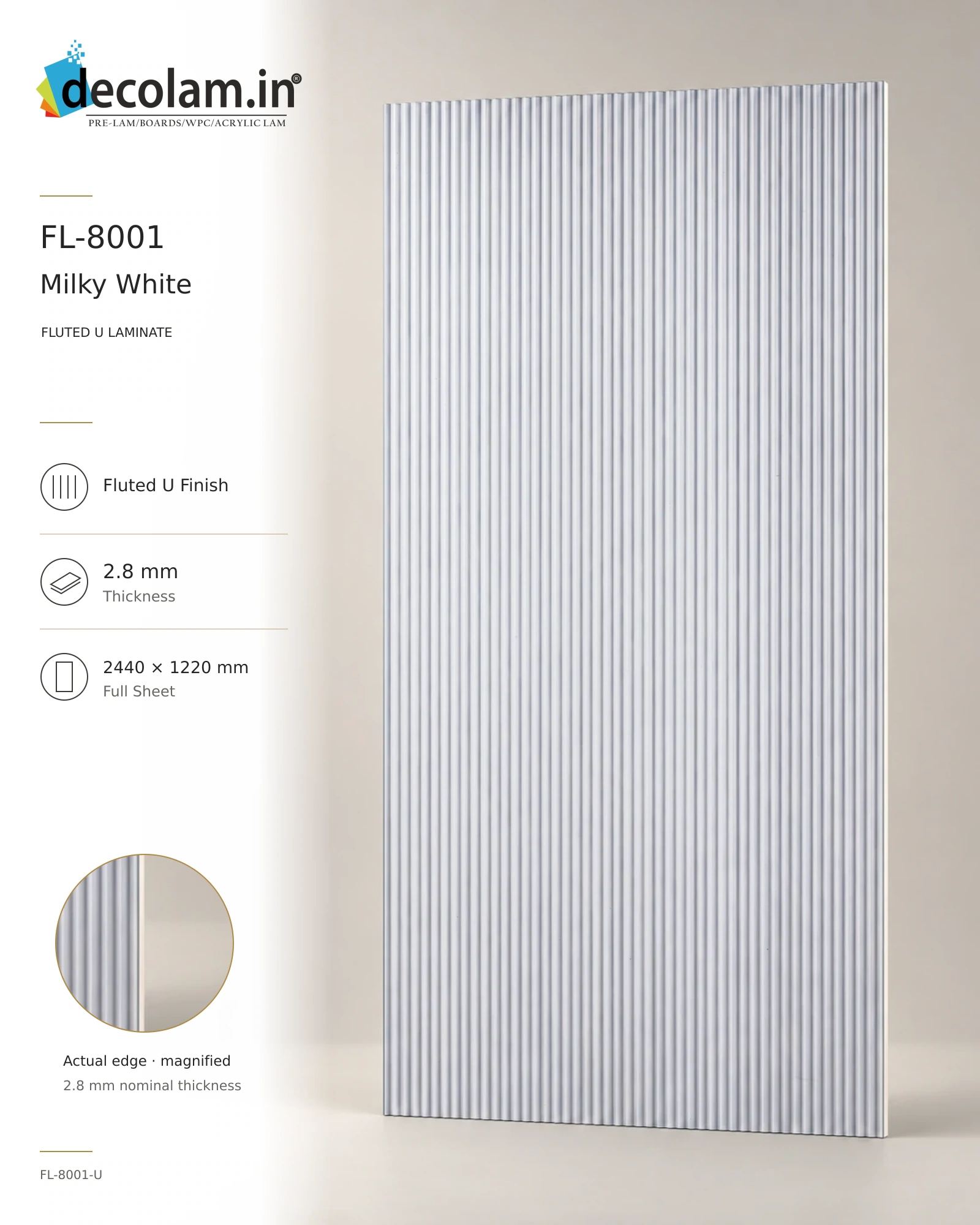 Milky White Fluted