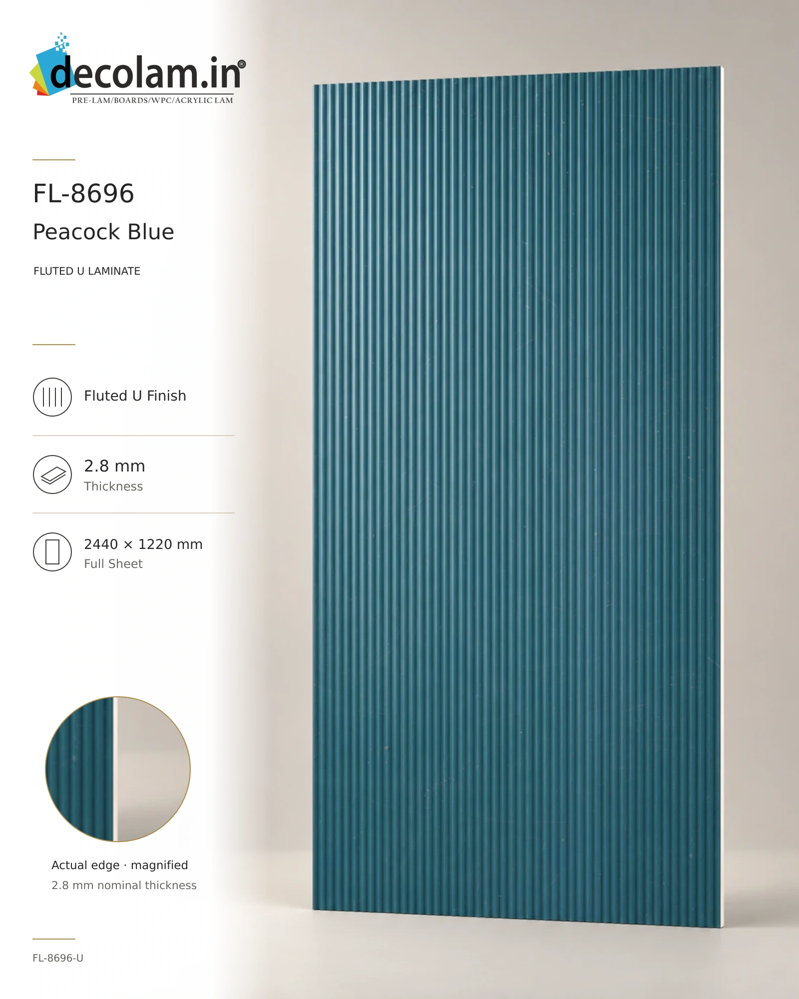 Peacock Blue Fluted