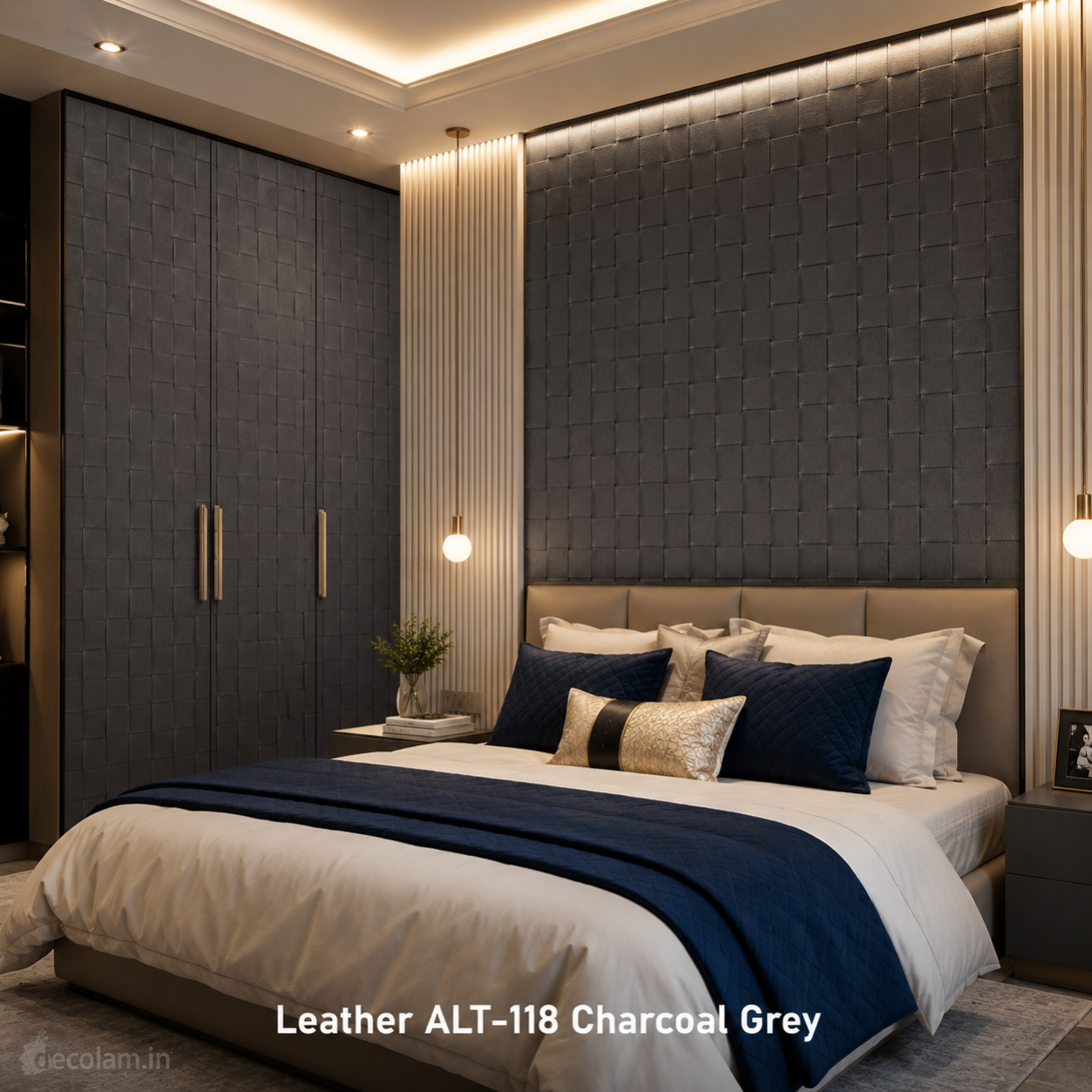 Decolam IOT Leather ALT-118 Charcoal Grey Texture image 2