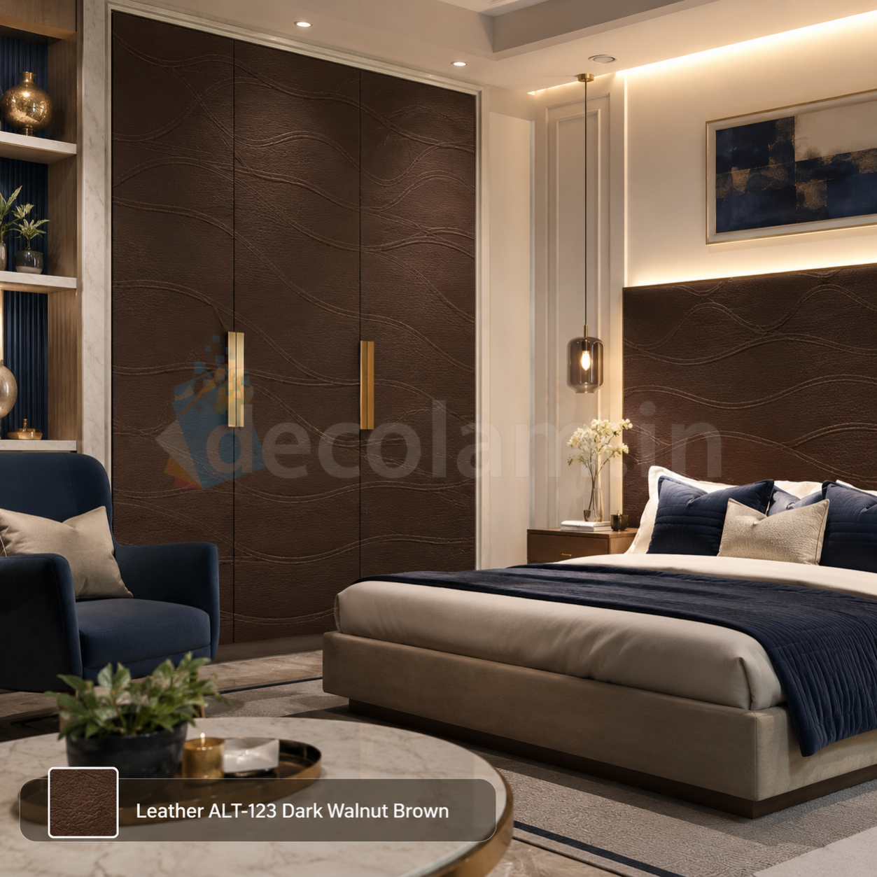 Decolam IOT Leather ALT-123 Dark Walnut Brown Texture image 2