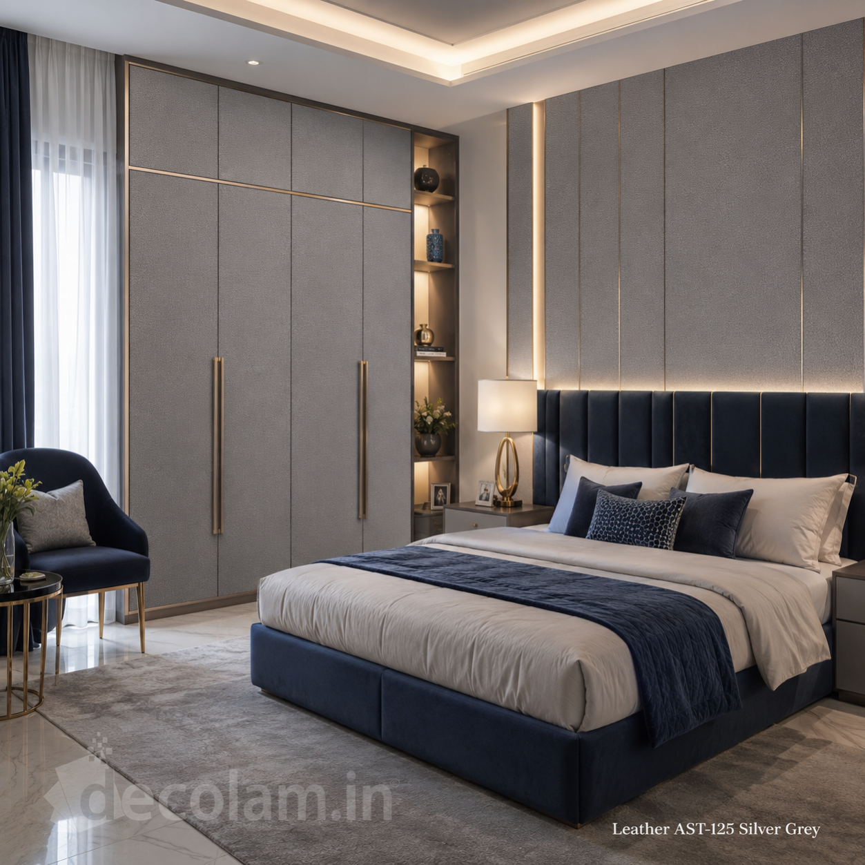 AST-125 Silver Grey Texture-Decolam IOT Leather image 2
