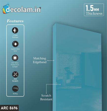 Decolam ARC8696 Peacock Blue 6H Anti Scratch Plain Acrylic Laminate