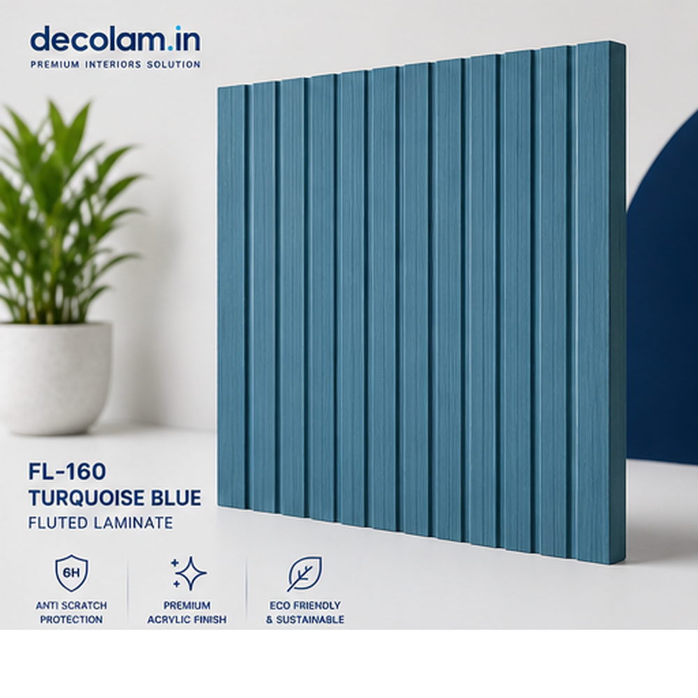 Decolam Fluted Series FL-160 Turquoise Blue Acrylic Laminate image 1