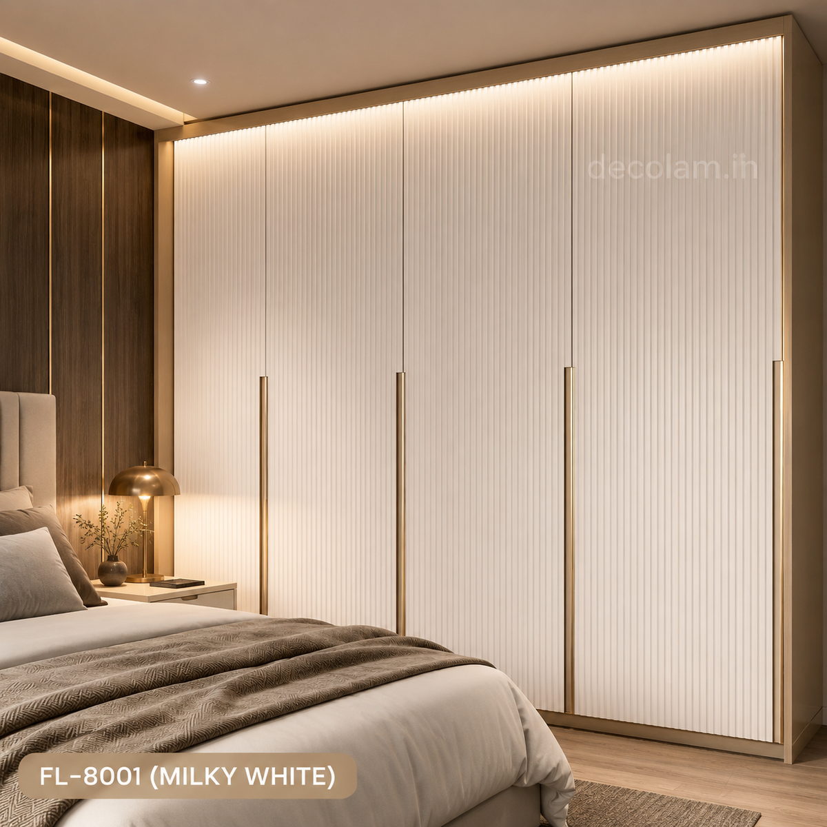 Decolam Fluted Series FL-8001 Milky White Acrylic Laminate image 3