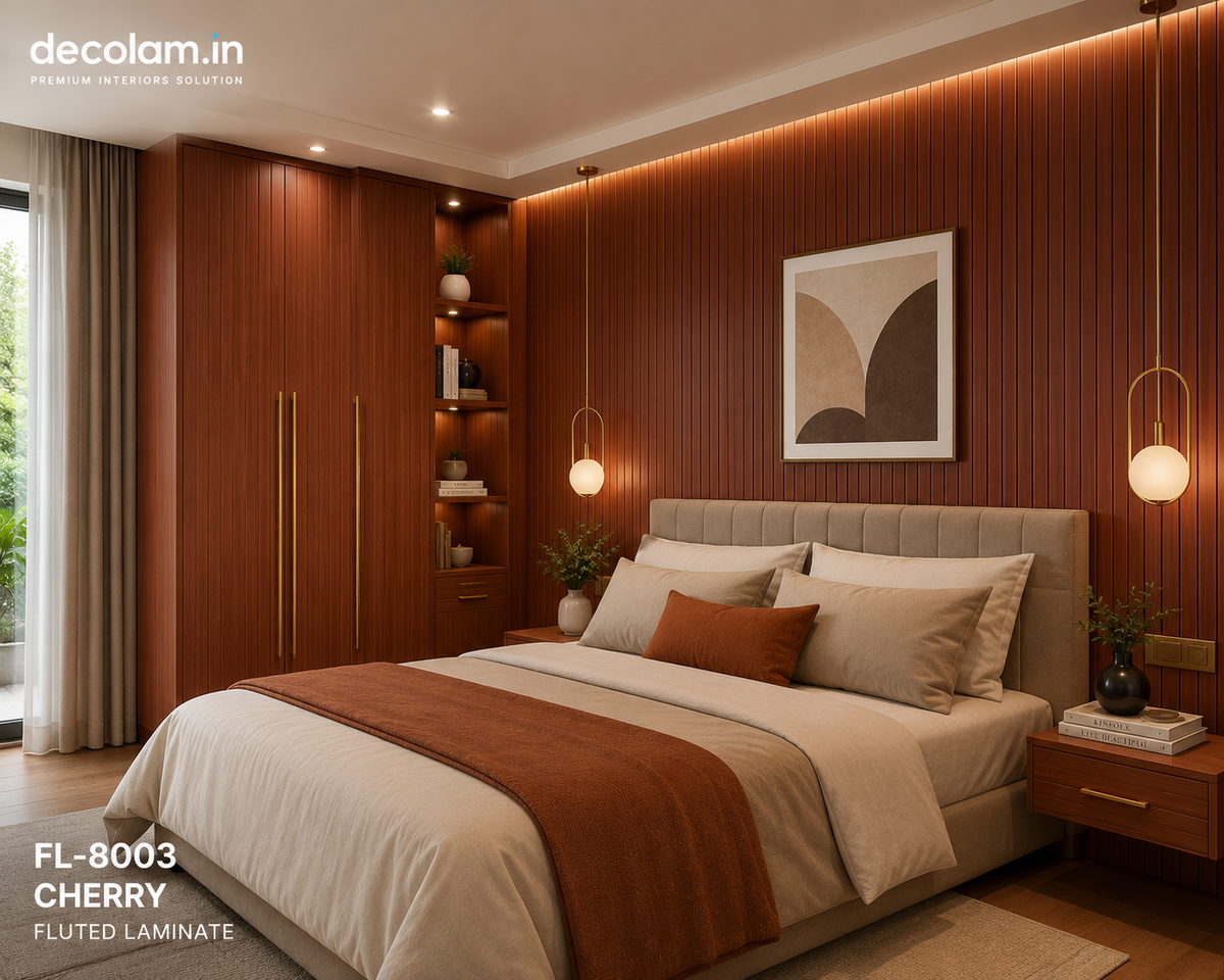 Decolam Fluted Series FL-8003 Cherry Acrylic Laminate image 2