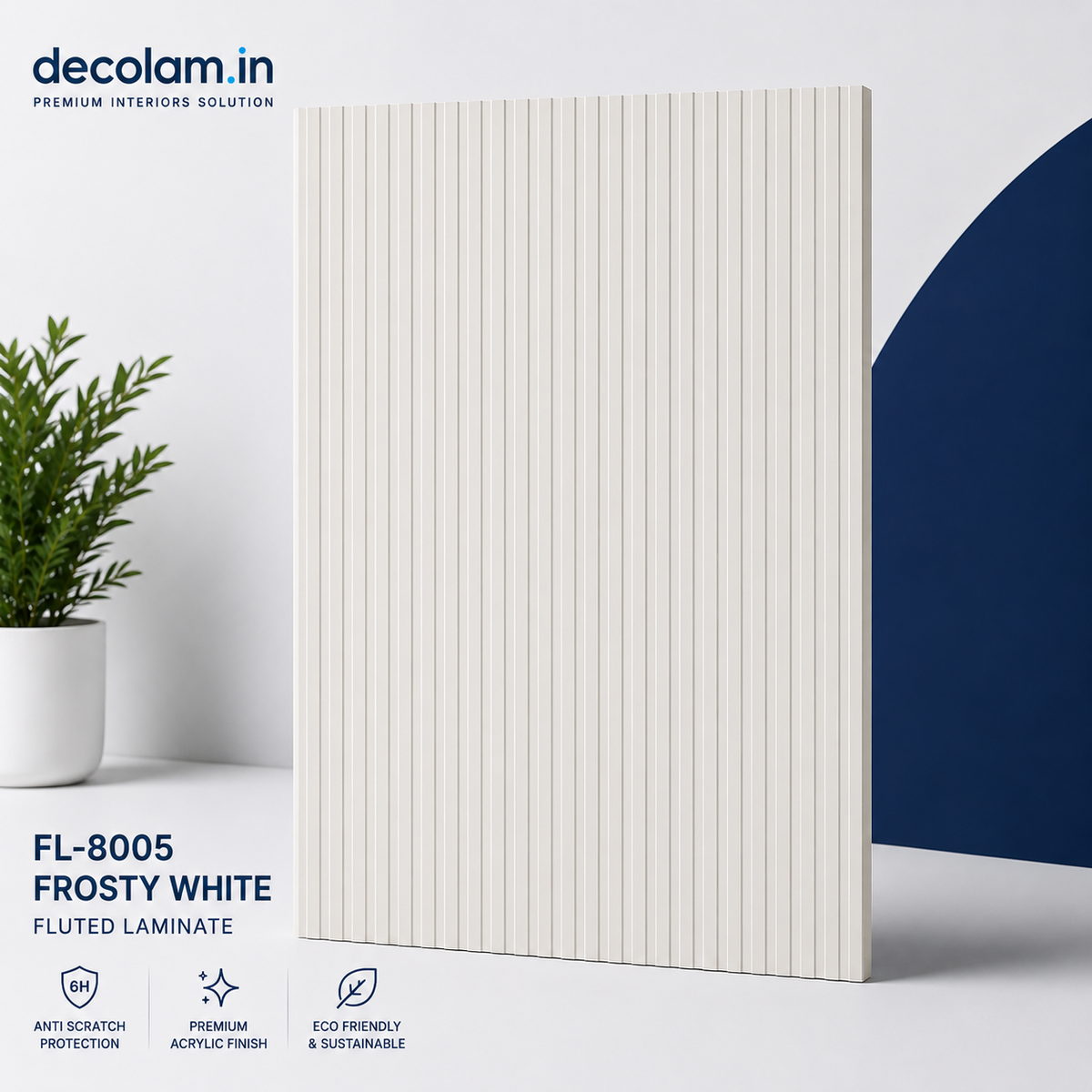 Decolam Fluted Series FL-8005 Frosty White Acrylic Laminate image 1