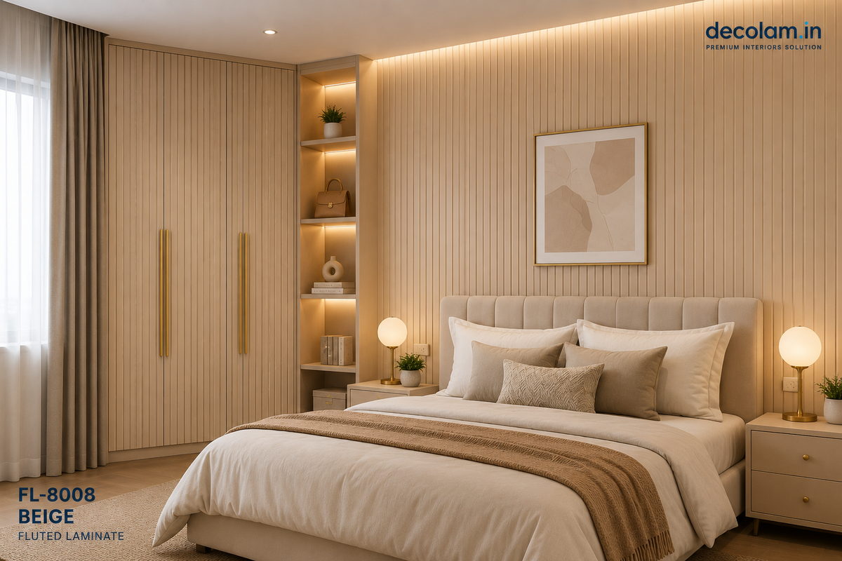 Decolam Fluted Series FL-8008 Beige Acrylic Laminate image 2