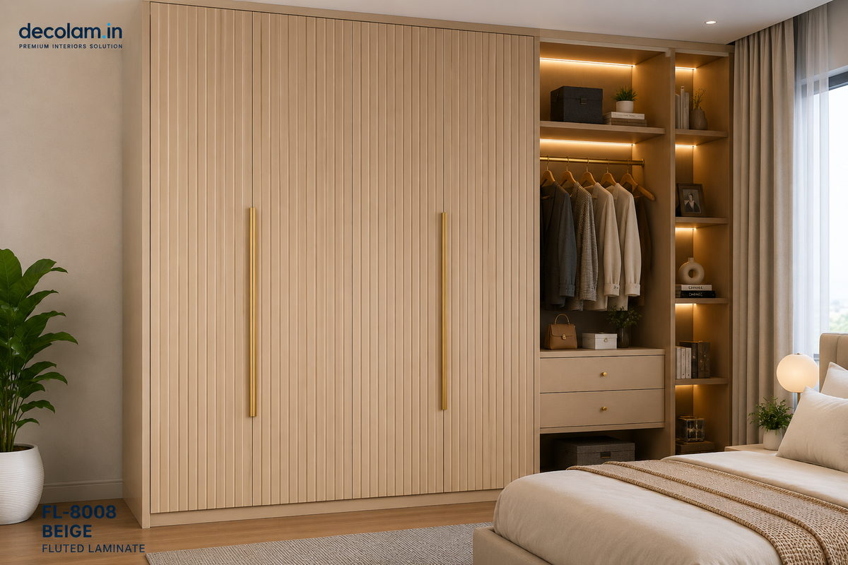 Decolam Fluted Series FL-8008 Beige Acrylic Laminate image 3