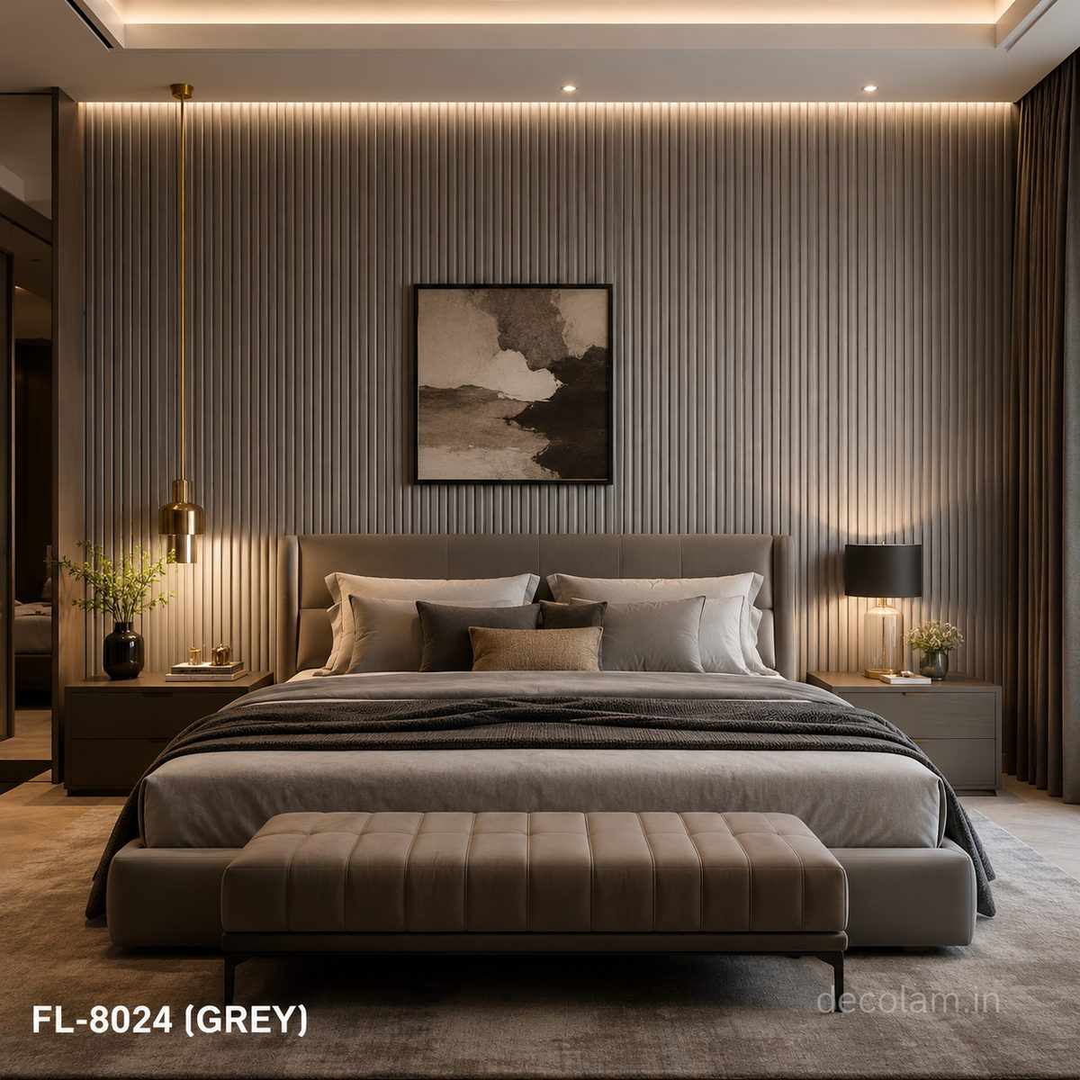 Decolam Fluted Series FL-8024 Grey Acrylic Laminate image 2