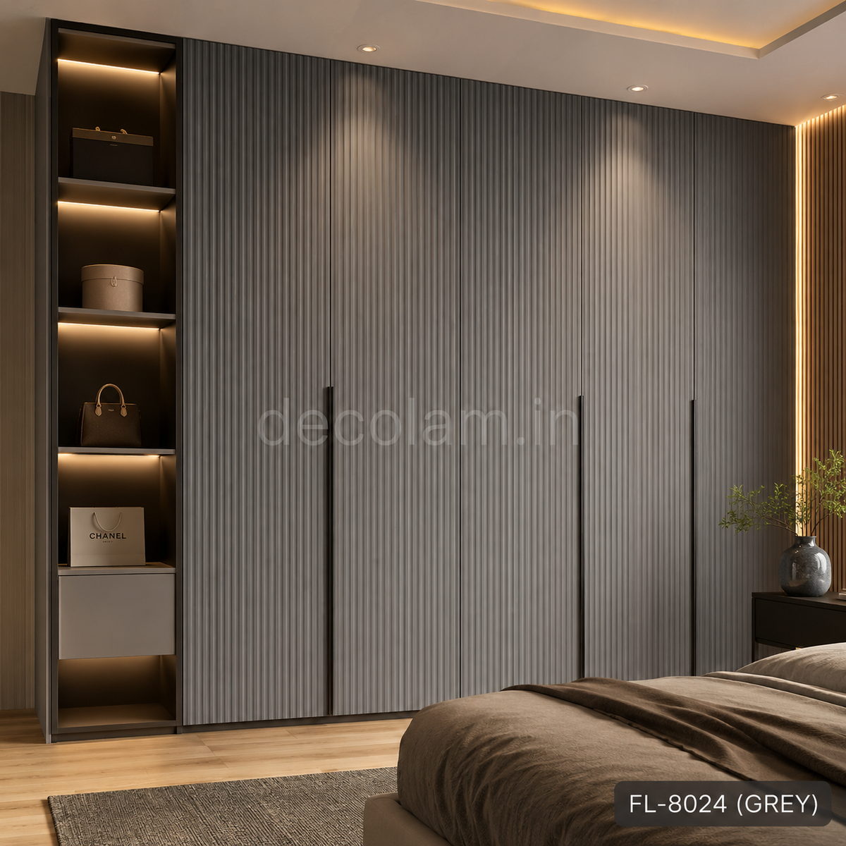 Decolam Fluted Series FL-8024 Grey Acrylic Laminate image 3