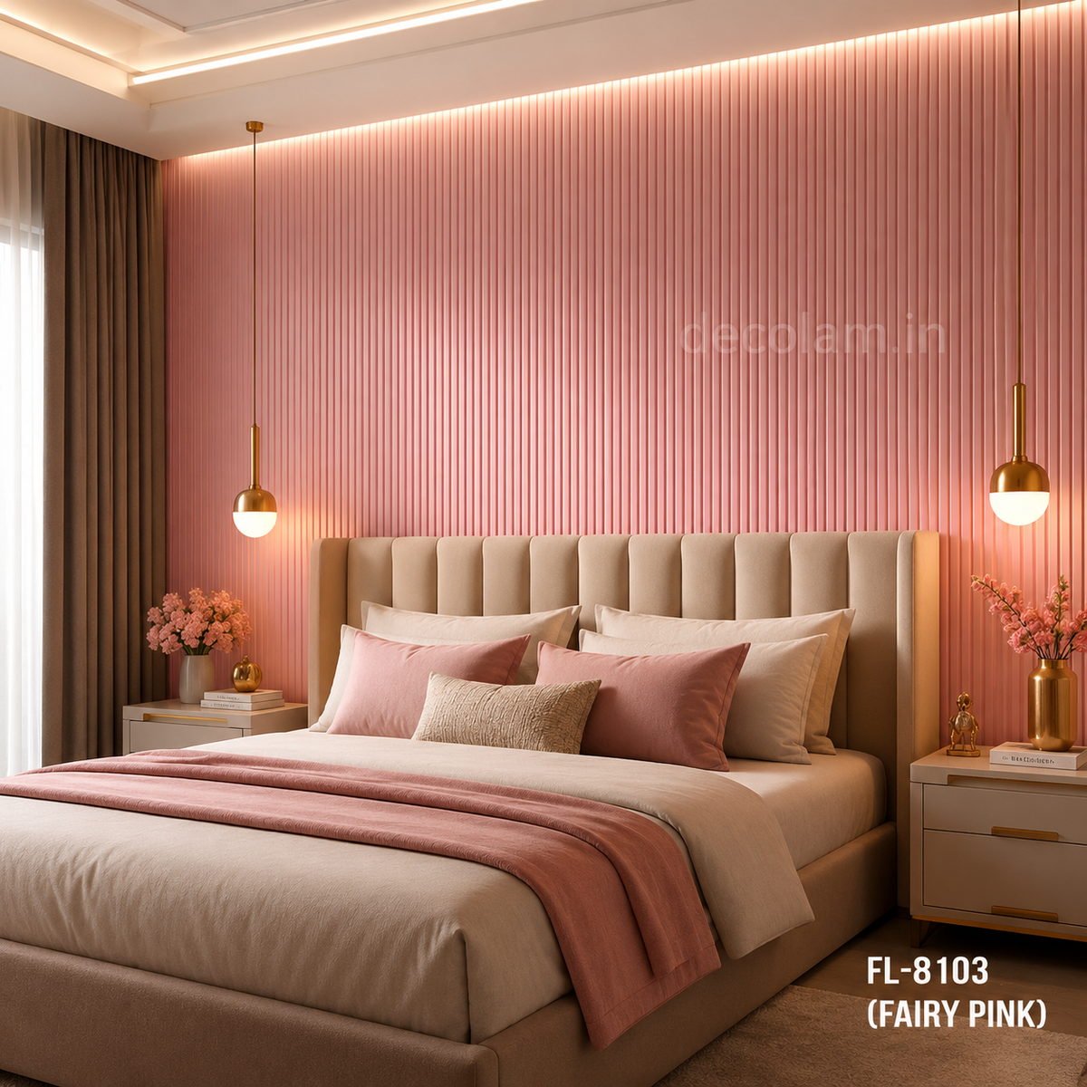 Decolam Fluted Series FL-8103 Fairy Pink Acrylic Laminate image 2