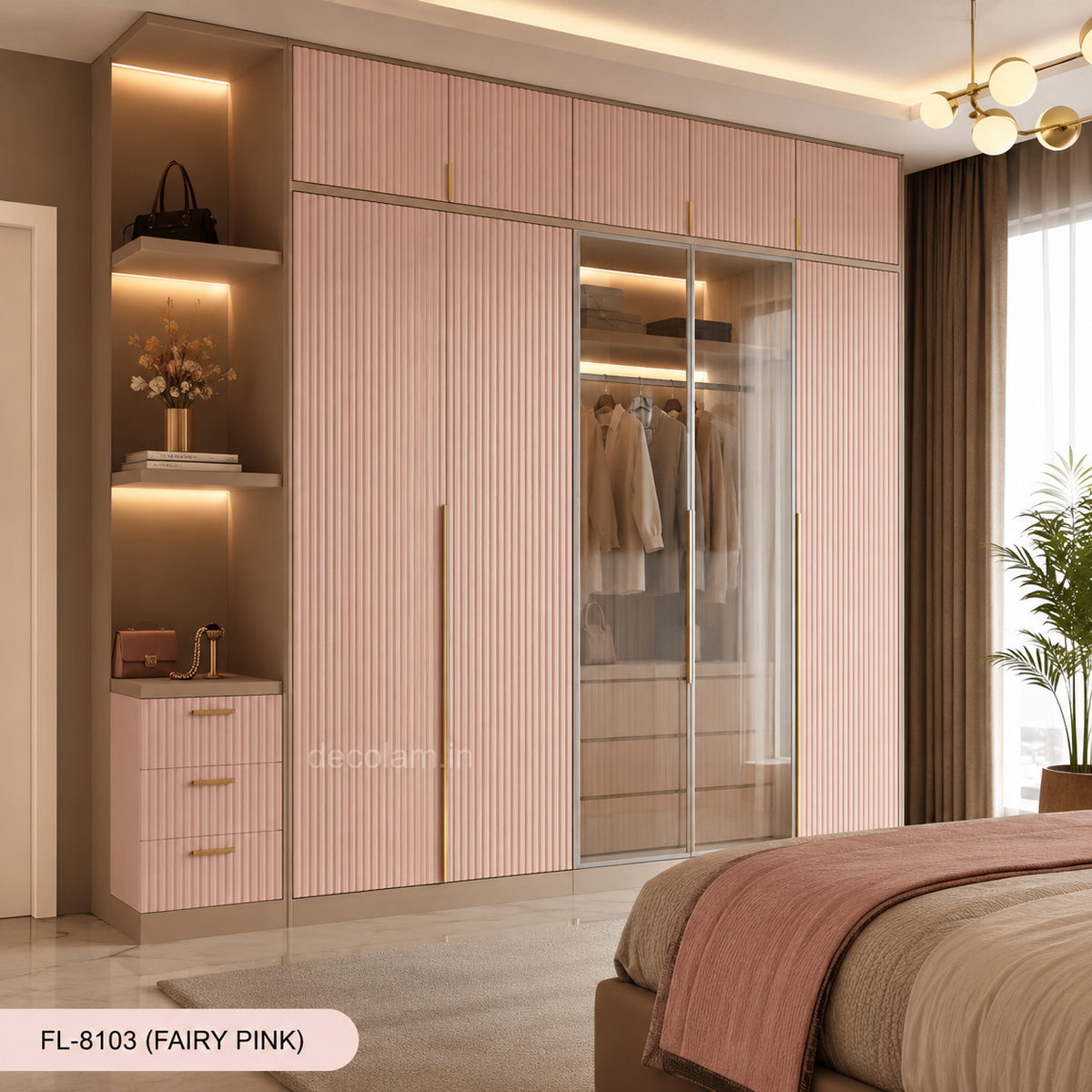 Decolam Fluted Series FL-8103 Fairy Pink Acrylic Laminate image 3