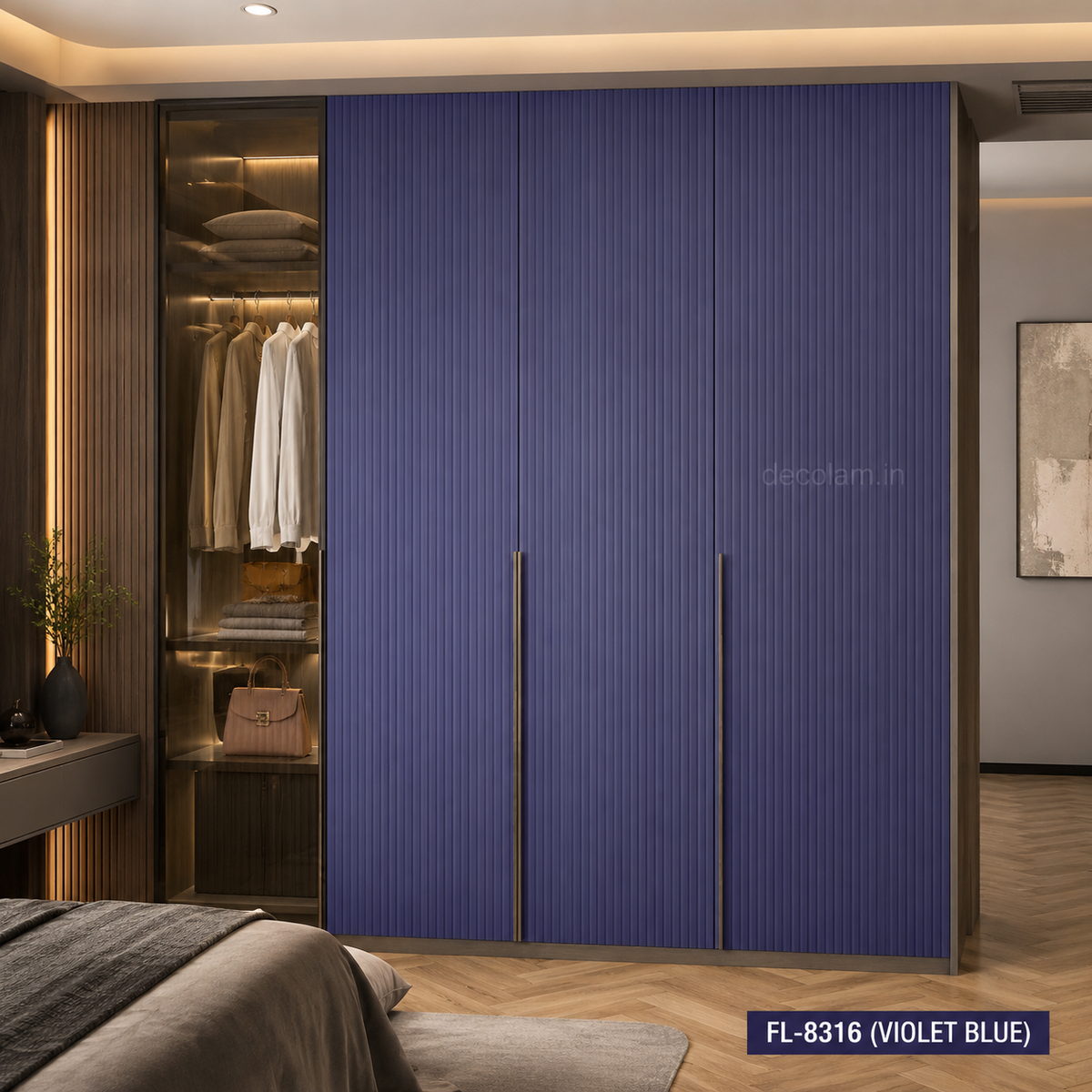 Decolam Fluted Series FL-8316 Violet Blue Acrylic Laminate image 2